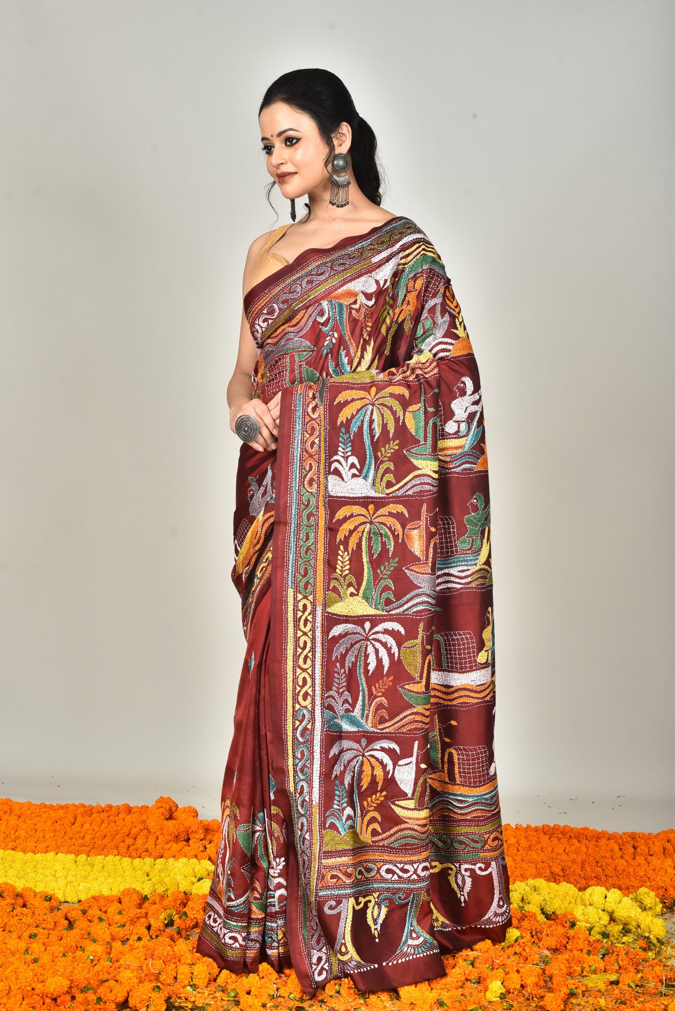 BANGALORE SILK KANTHA SAREE Thumbnail