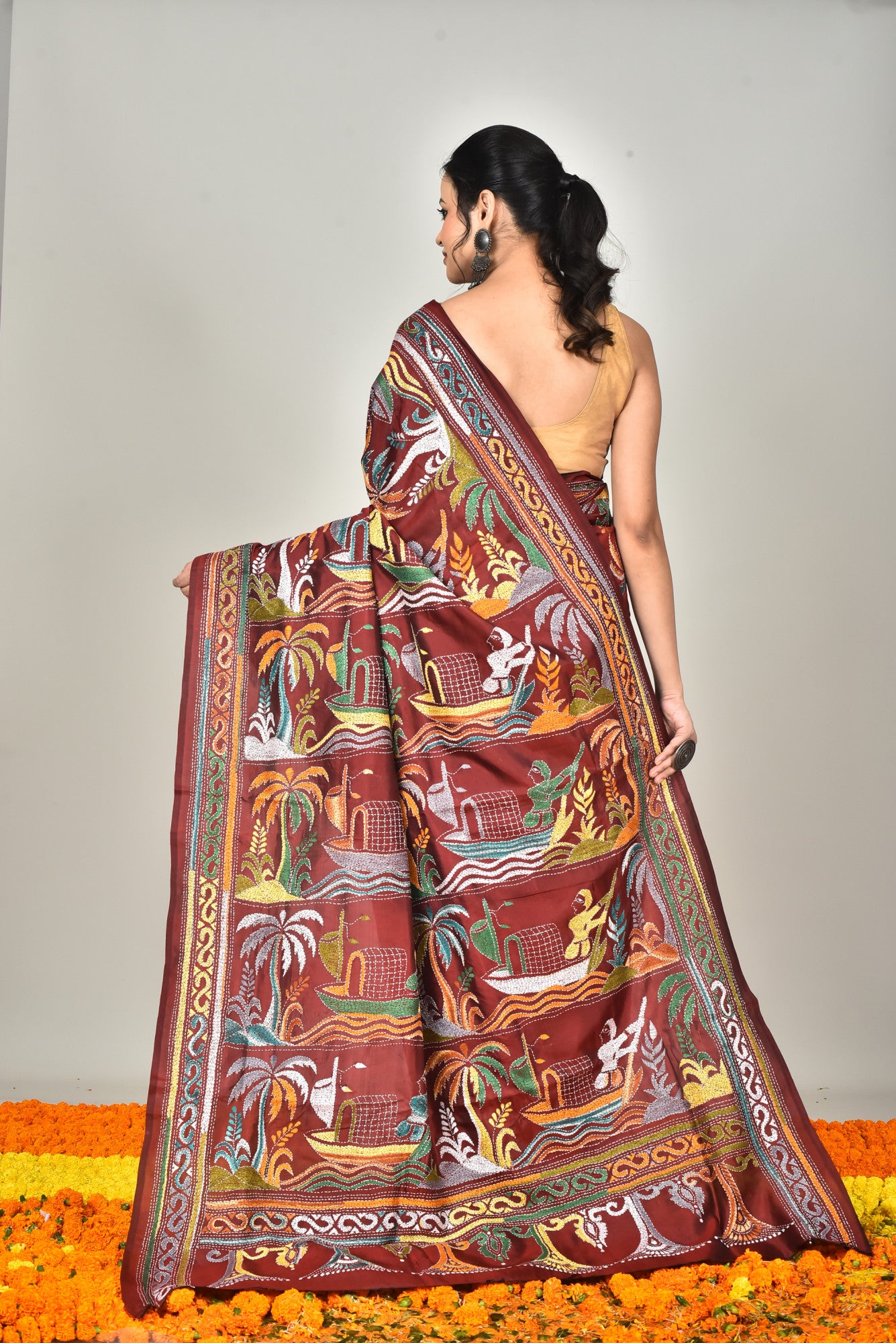 BANGALORE SILK KANTHA SAREE Thumbnail