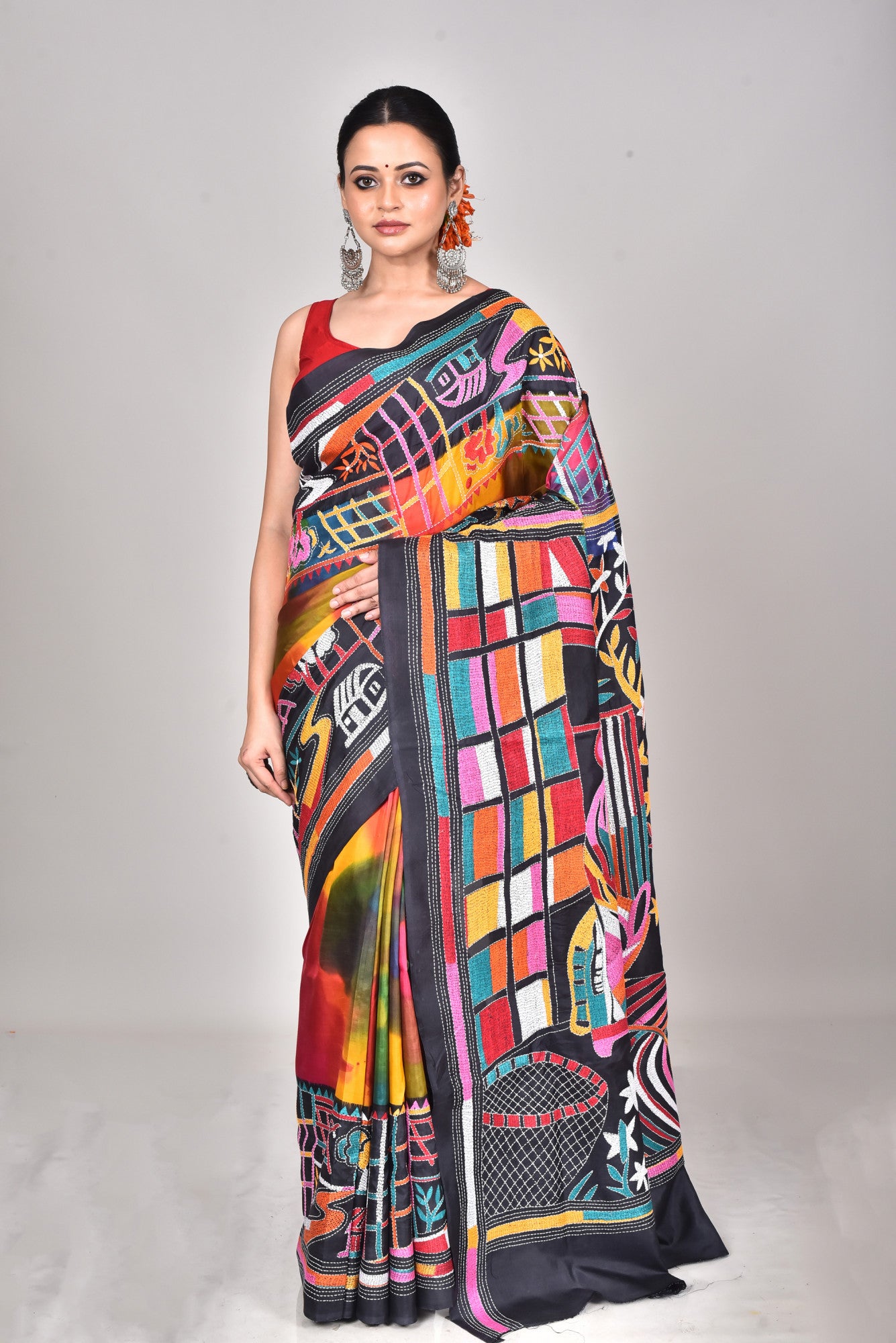 BANGALORE SILK KANTHA SAREE Thumbnail