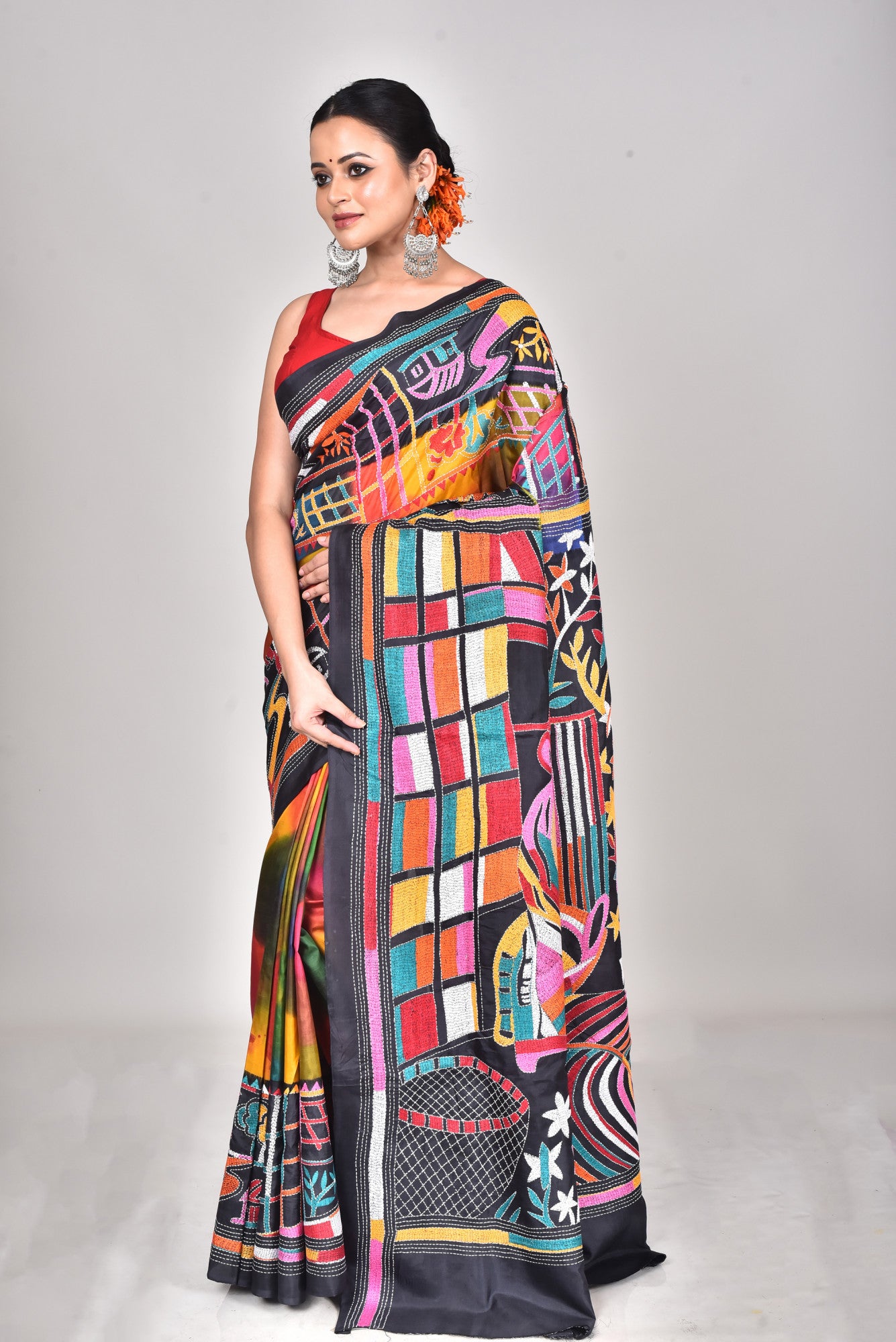 BANGALORE SILK KANTHA SAREE Thumbnail