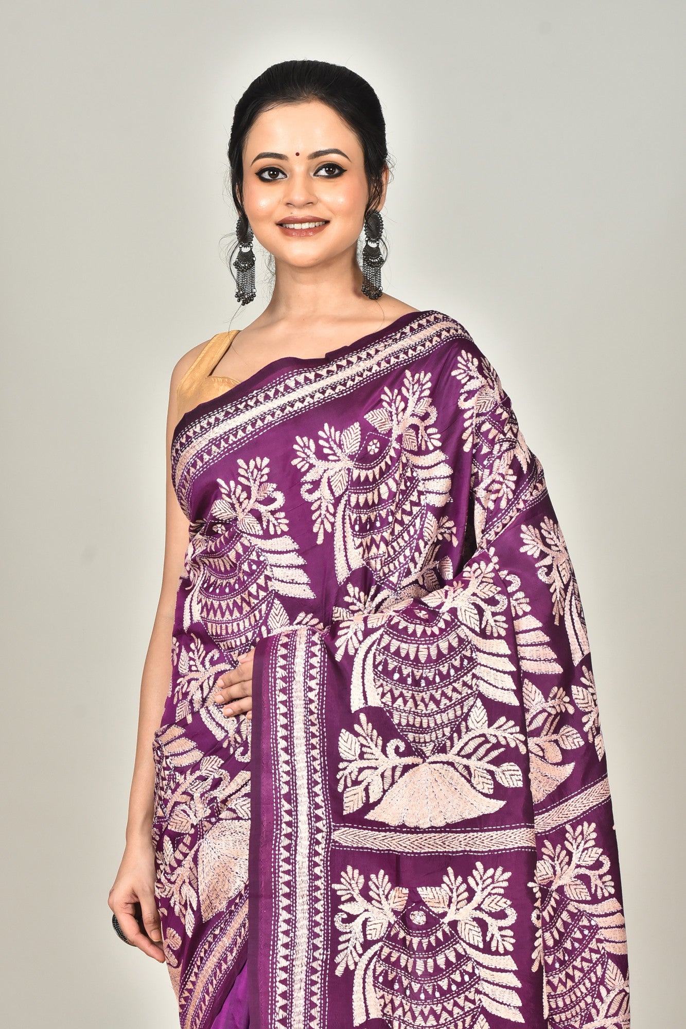BANGALORE SILK  KANTHA SAREE Thumbnail
