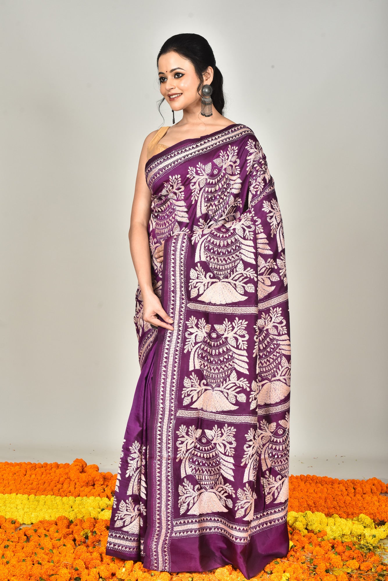 BANGALORE SILK  KANTHA SAREE Thumbnail