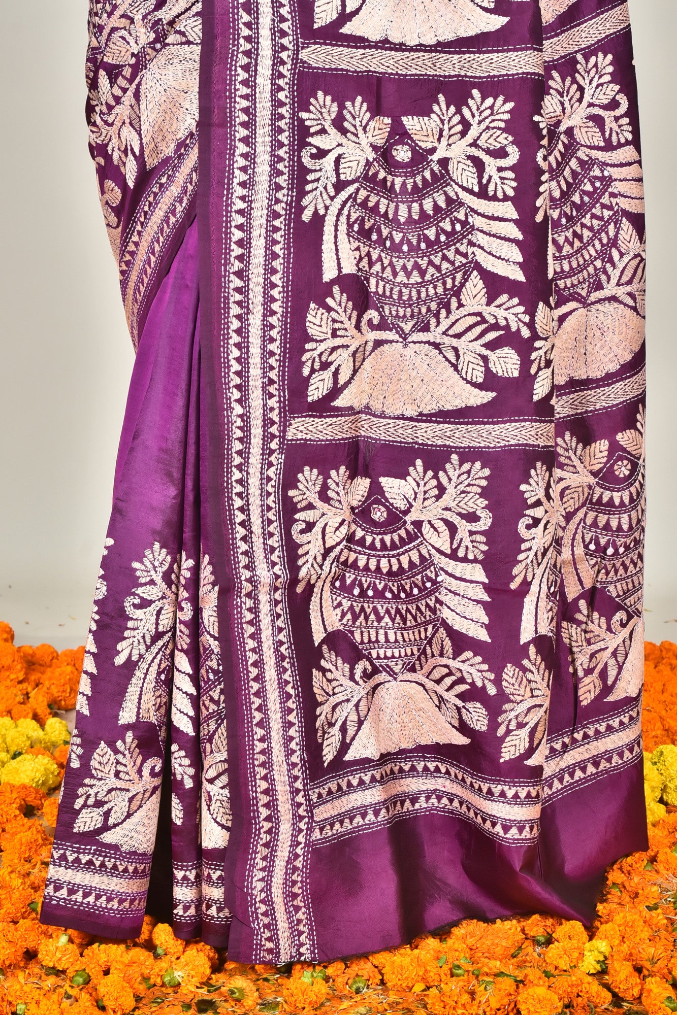 BANGALORE SILK  KANTHA SAREE Thumbnail