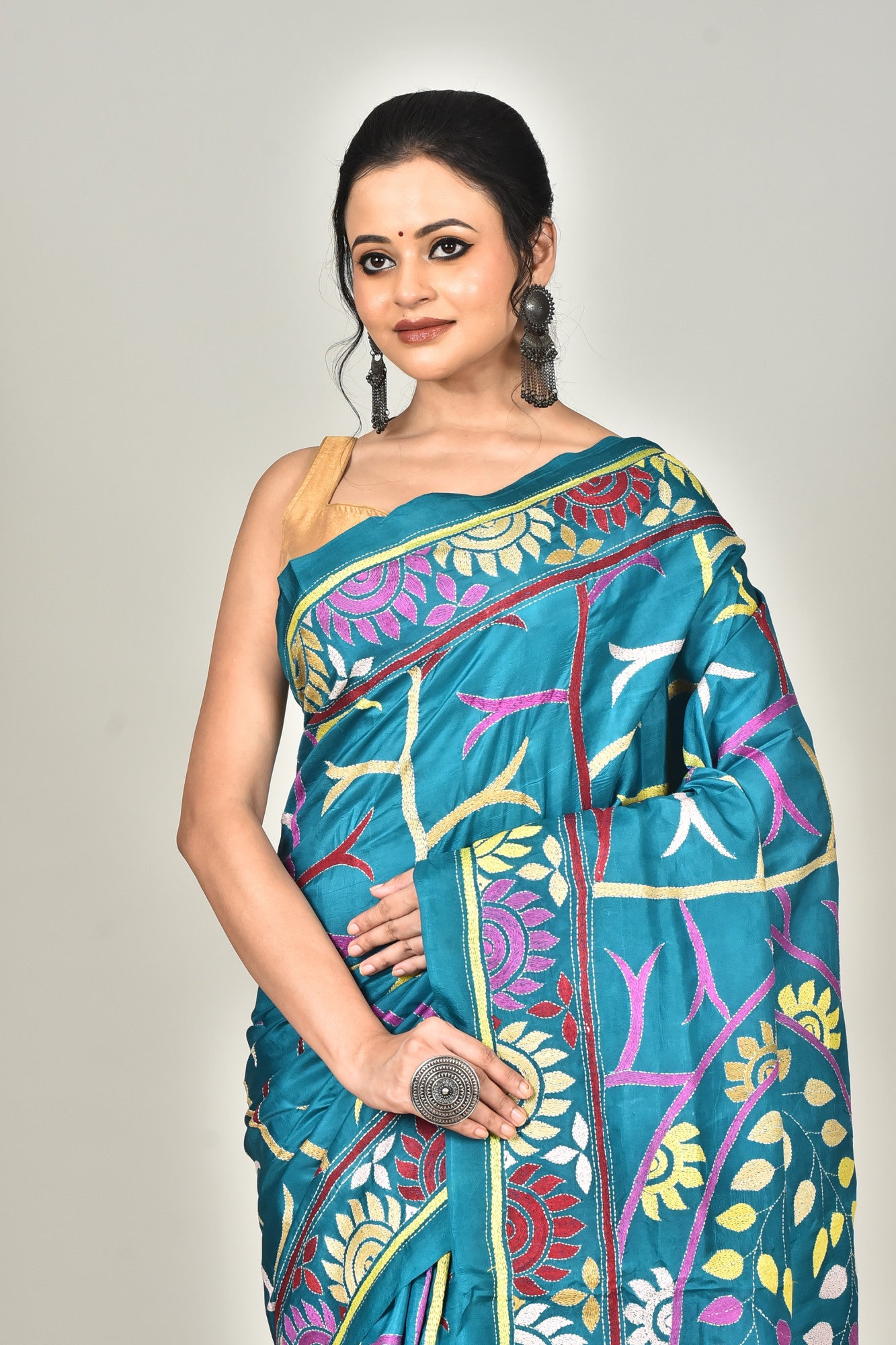 BANGALORE SILK  KANTHA SAREE Thumbnail