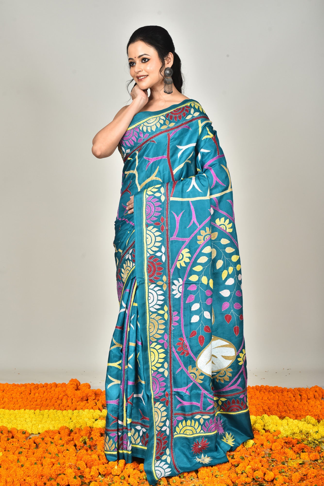 BANGALORE SILK  KANTHA SAREE Thumbnail