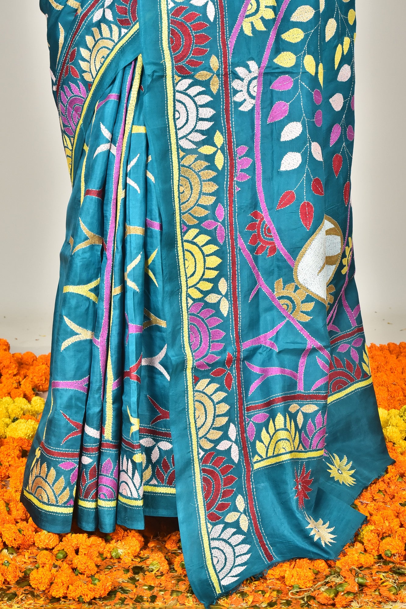BANGALORE SILK  KANTHA SAREE Thumbnail