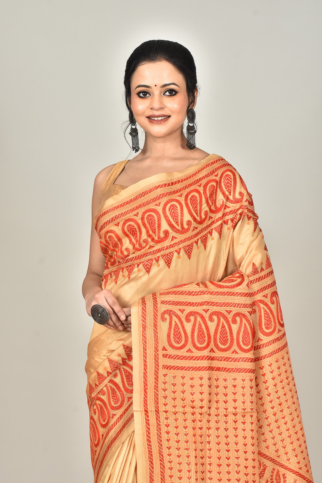 BANGALORE SILK  KANTHA SAREE Thumbnail