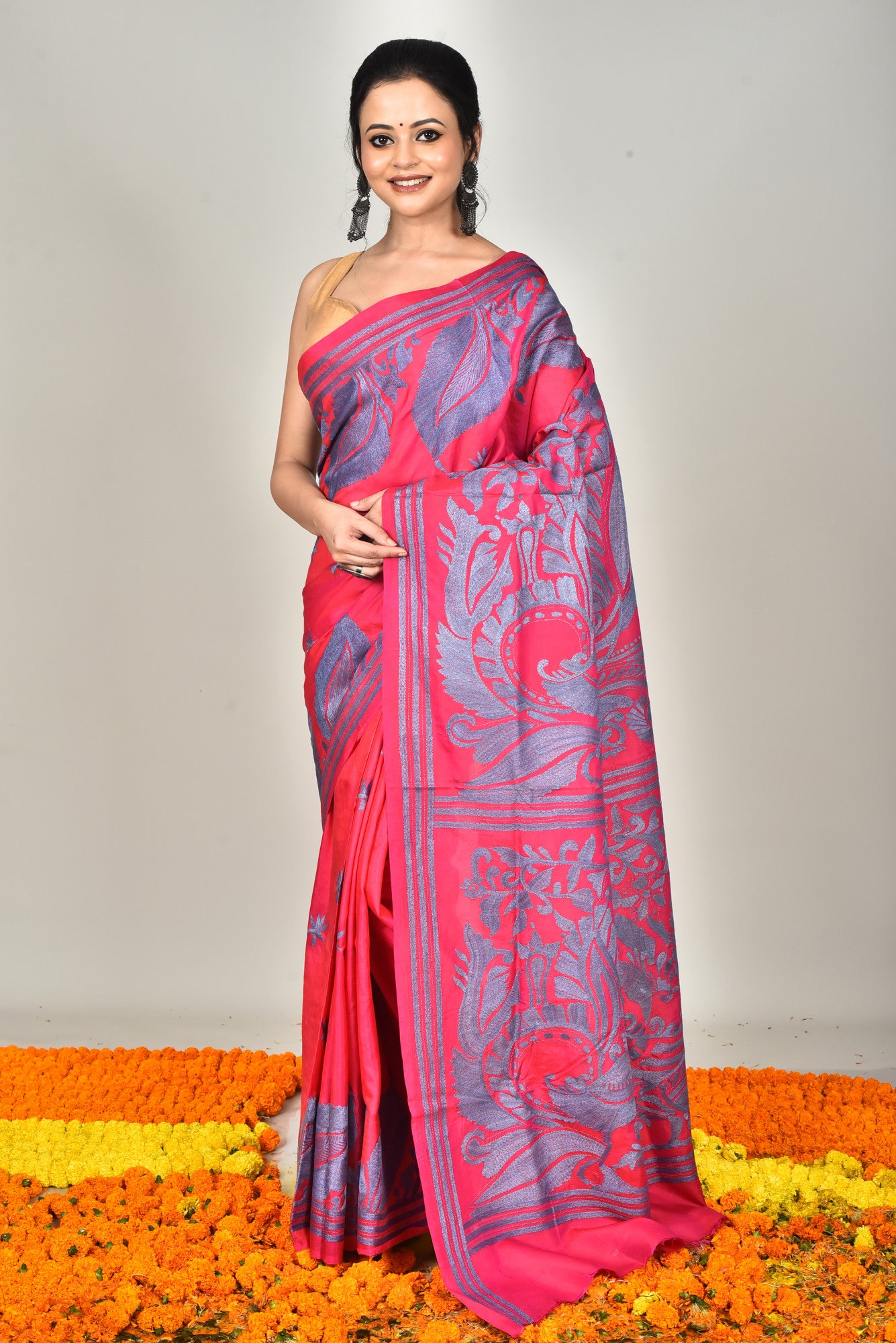 BANGALORE SILK  KANTHA SAREE Thumbnail