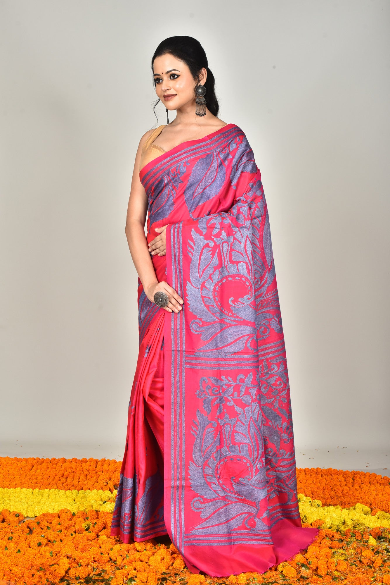 BANGALORE SILK  KANTHA SAREE Thumbnail