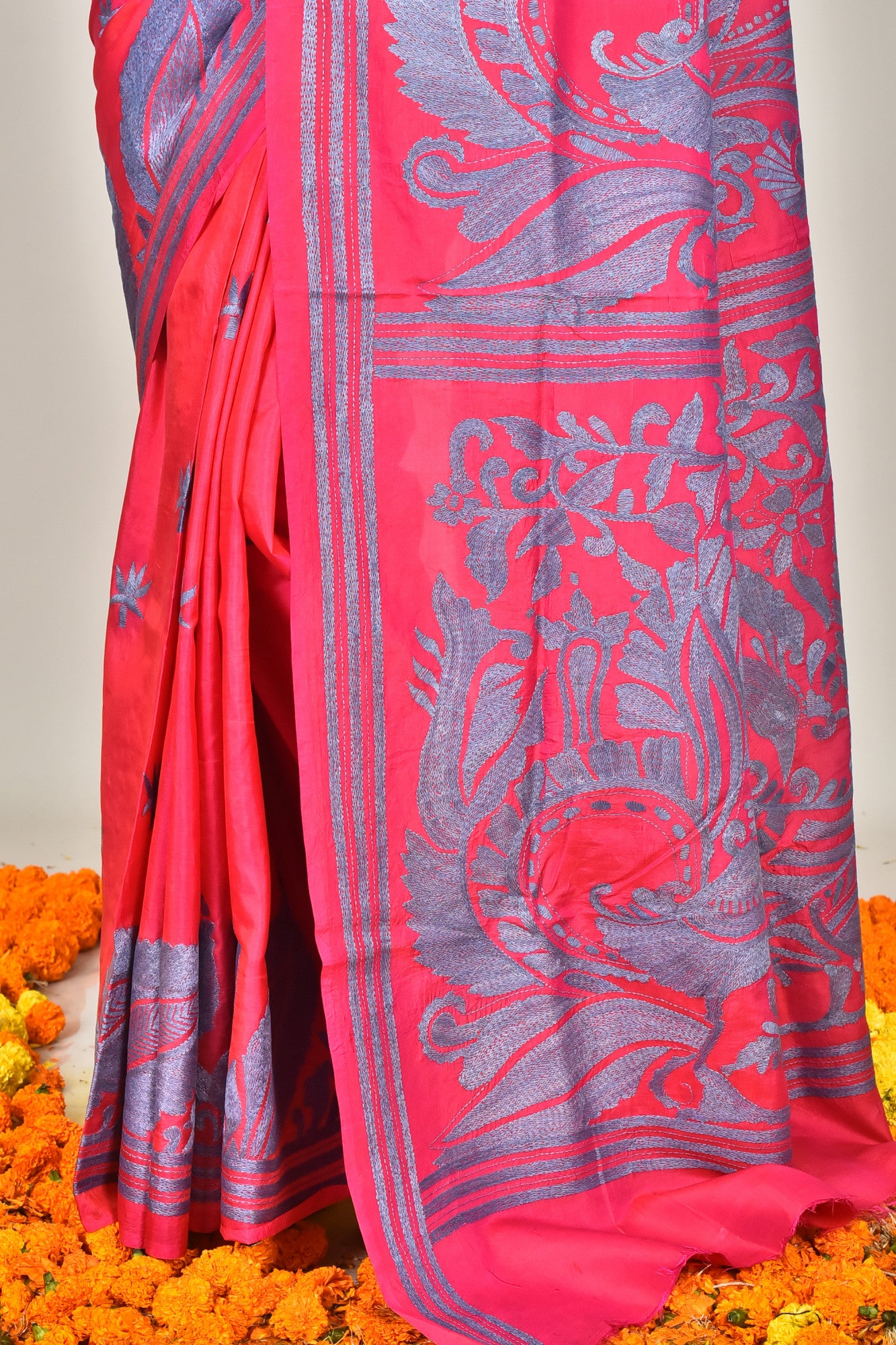 BANGALORE SILK  KANTHA SAREE Thumbnail