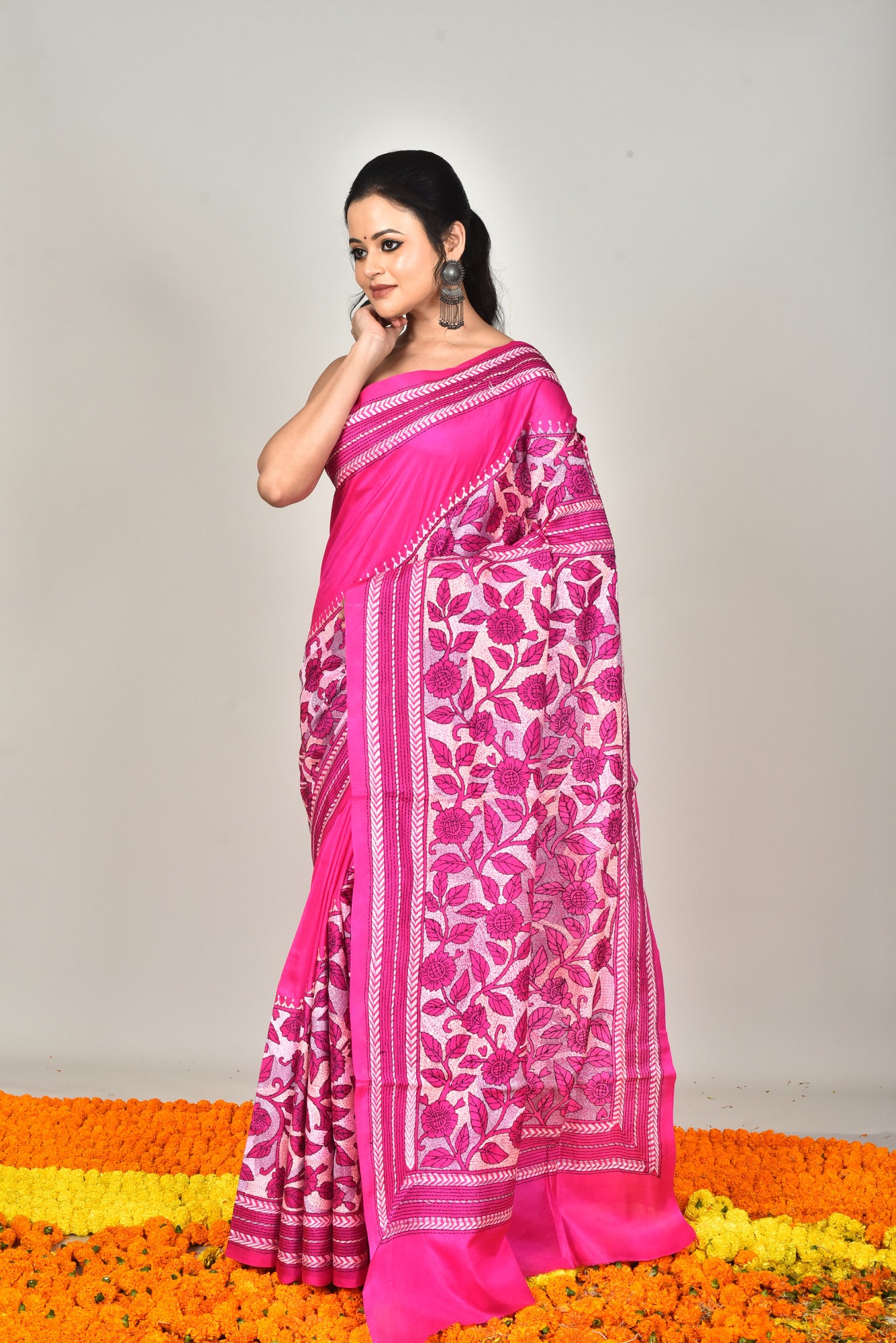 BANGALORE SILK  KANTHA SAREE Thumbnail