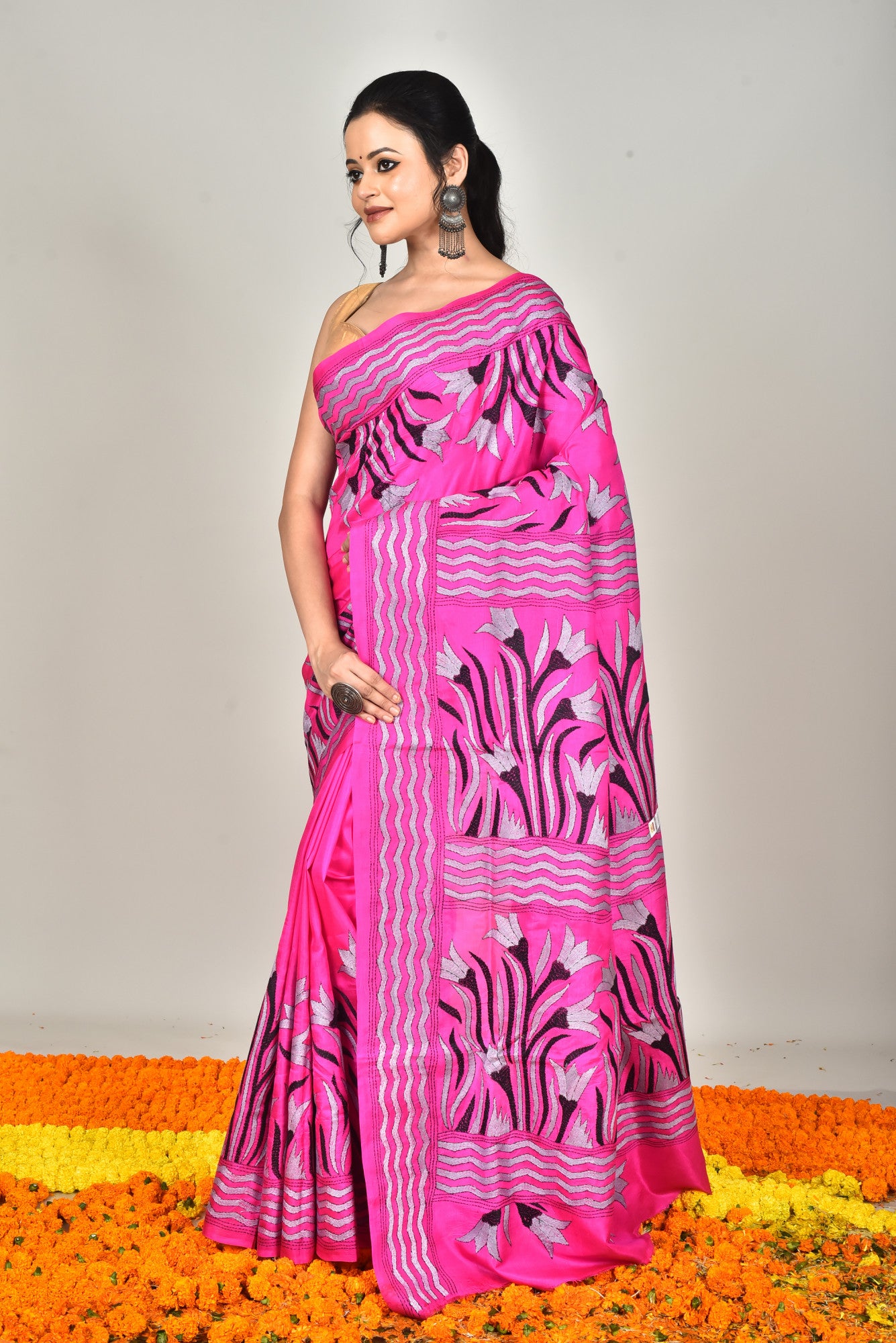 BANGALORE SILK  KANTHA SAREE Thumbnail