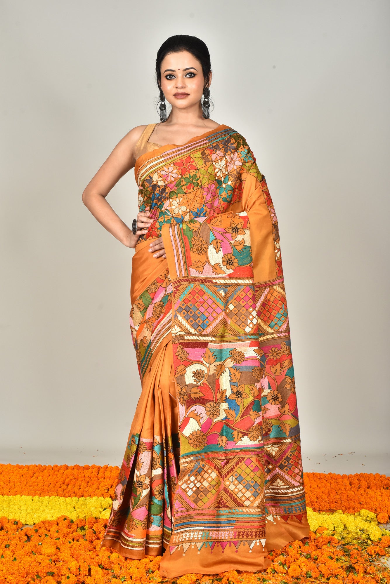BANGALORE SILK  KANTHA SAREE