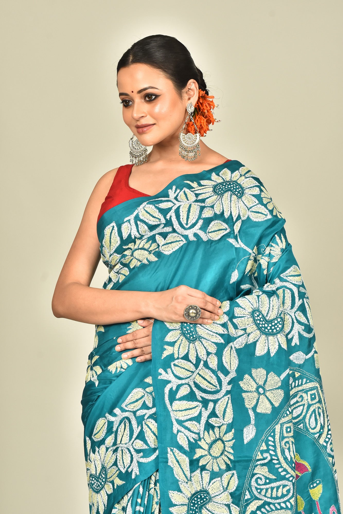 BANGALORE SILK KANTHA SAREE Thumbnail