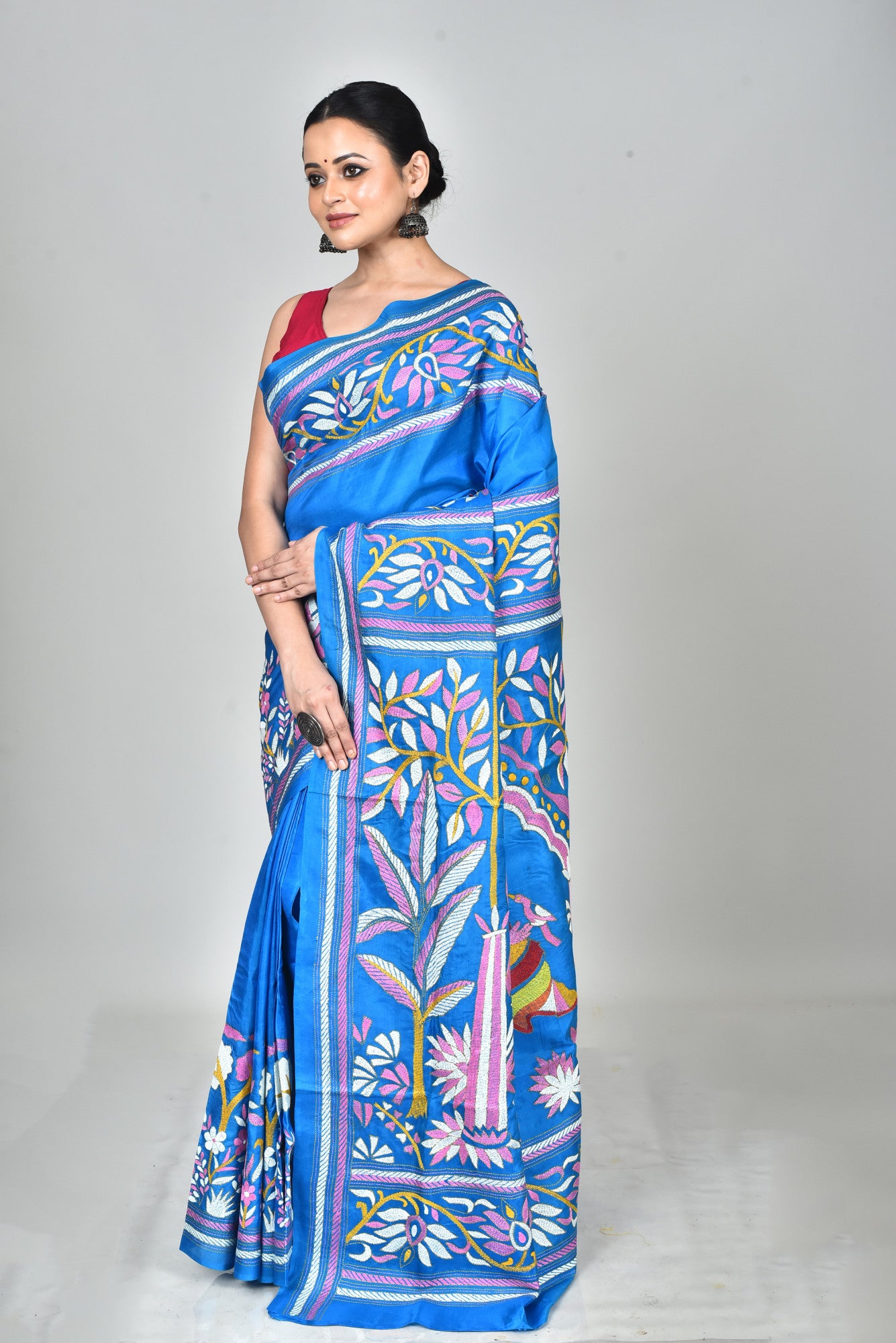 BANGALORE SILK KANTHA SAREE Thumbnail