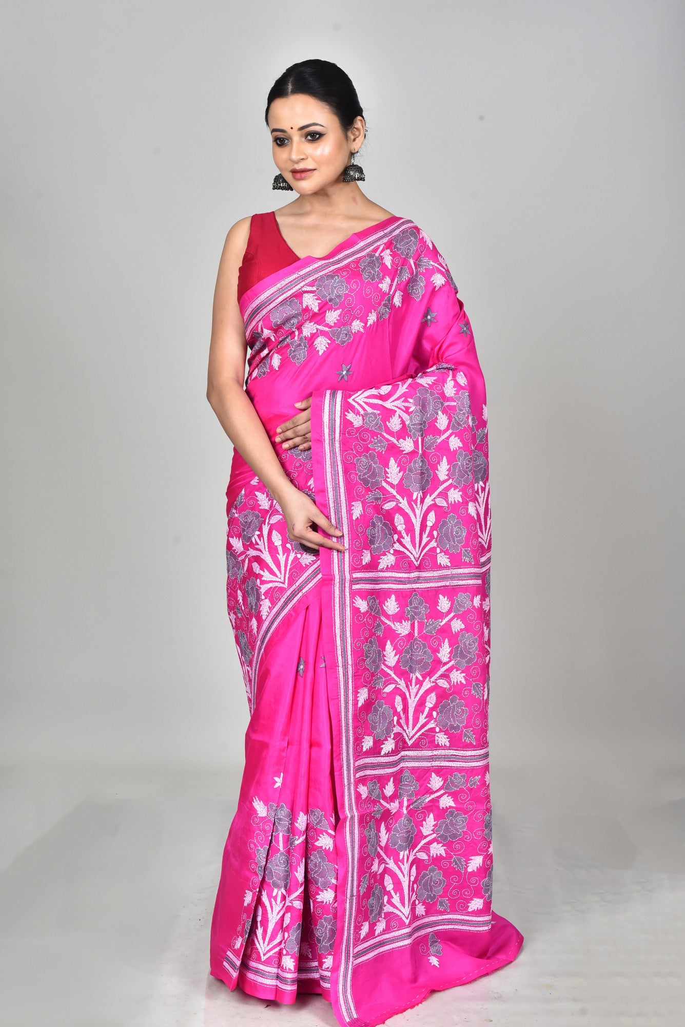BANGALORE SILK KANTHA STITCH SAREE Thumbnail