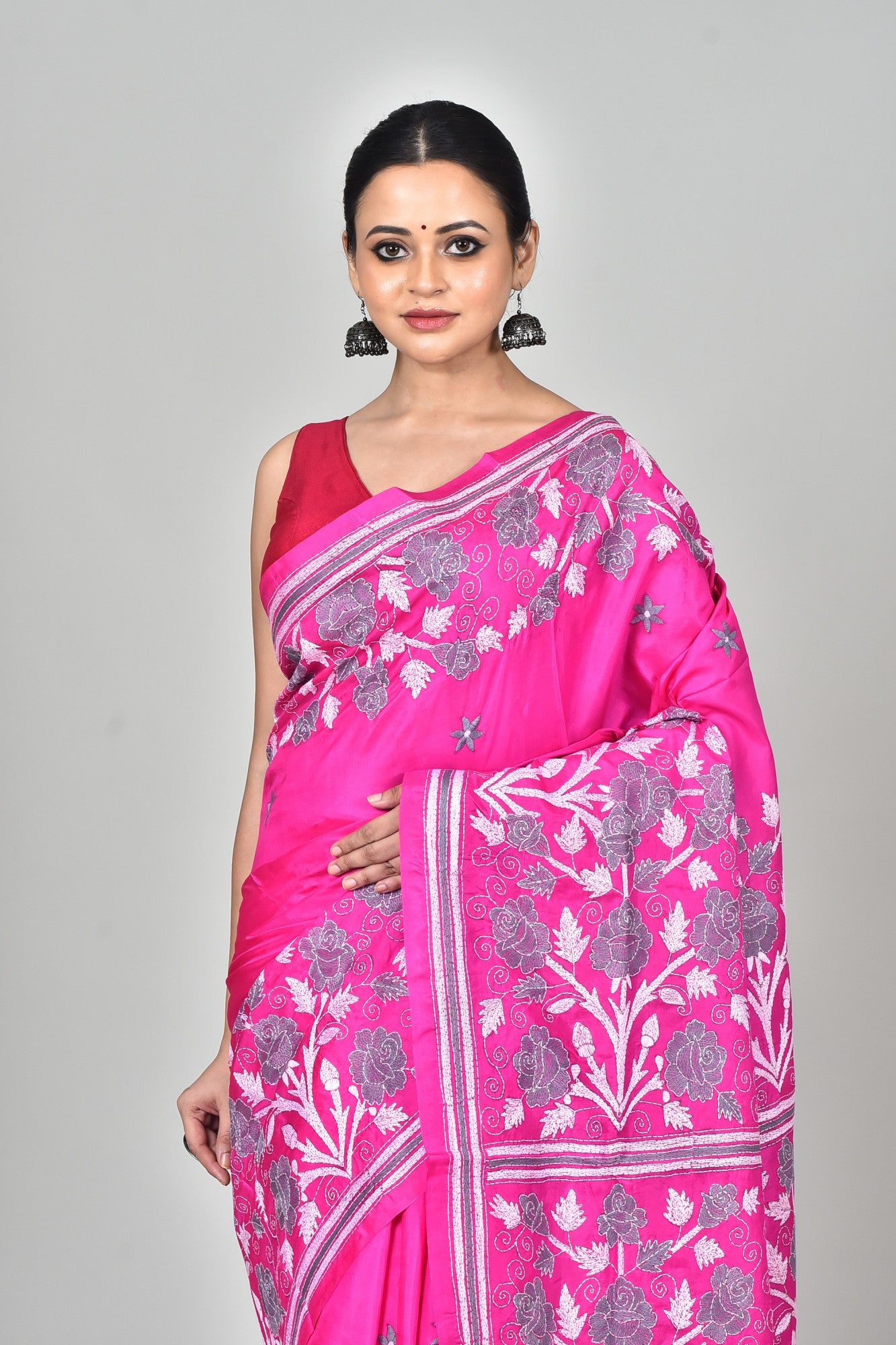BANGALORE SILK KANTHA STITCH SAREE Thumbnail