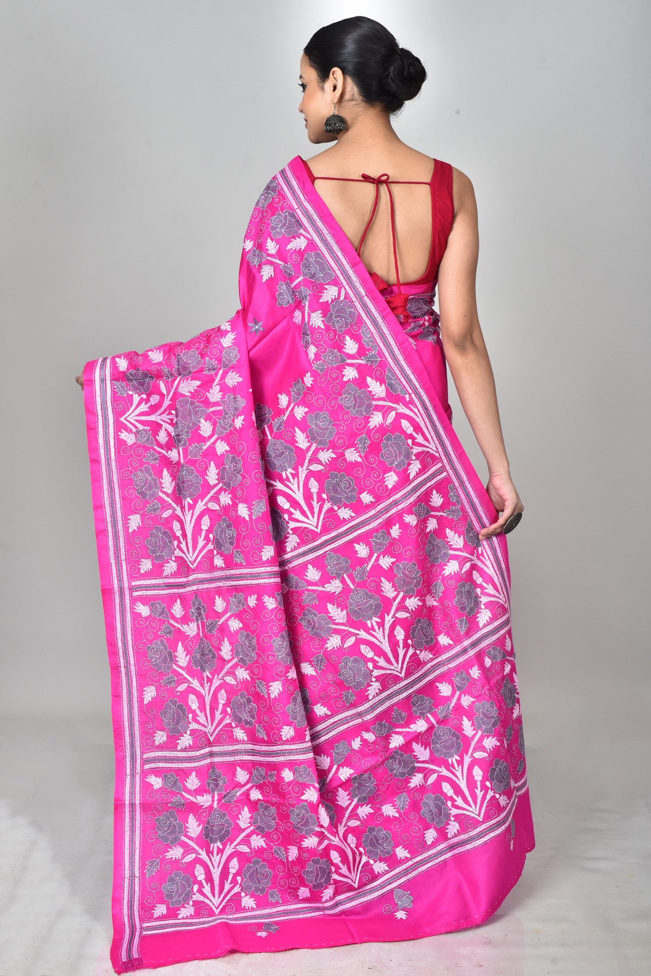 BANGALORE SILK KANTHA STITCH SAREE Thumbnail