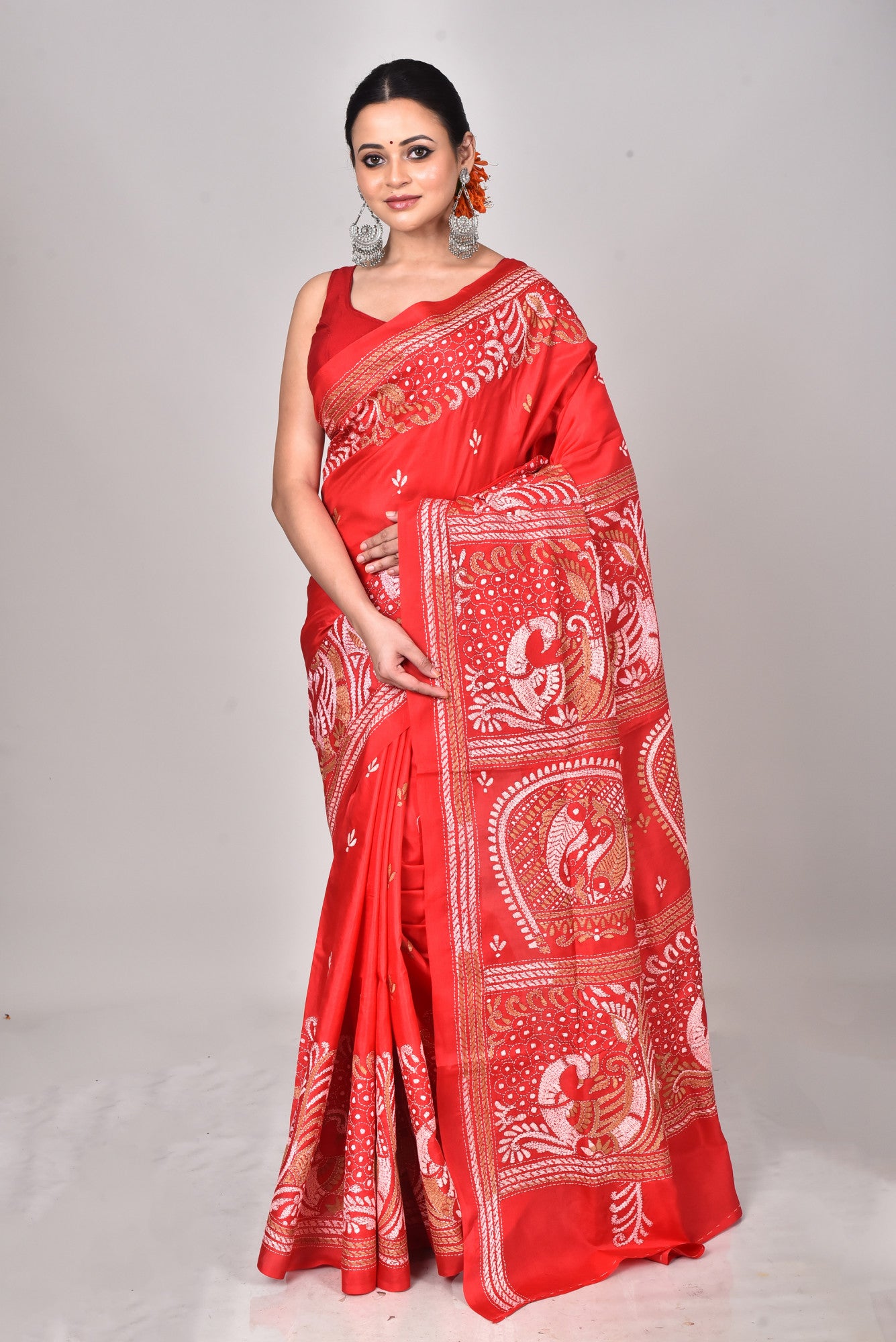 BANGALORE SILK REVERSE KANTHA SAREE Thumbnail