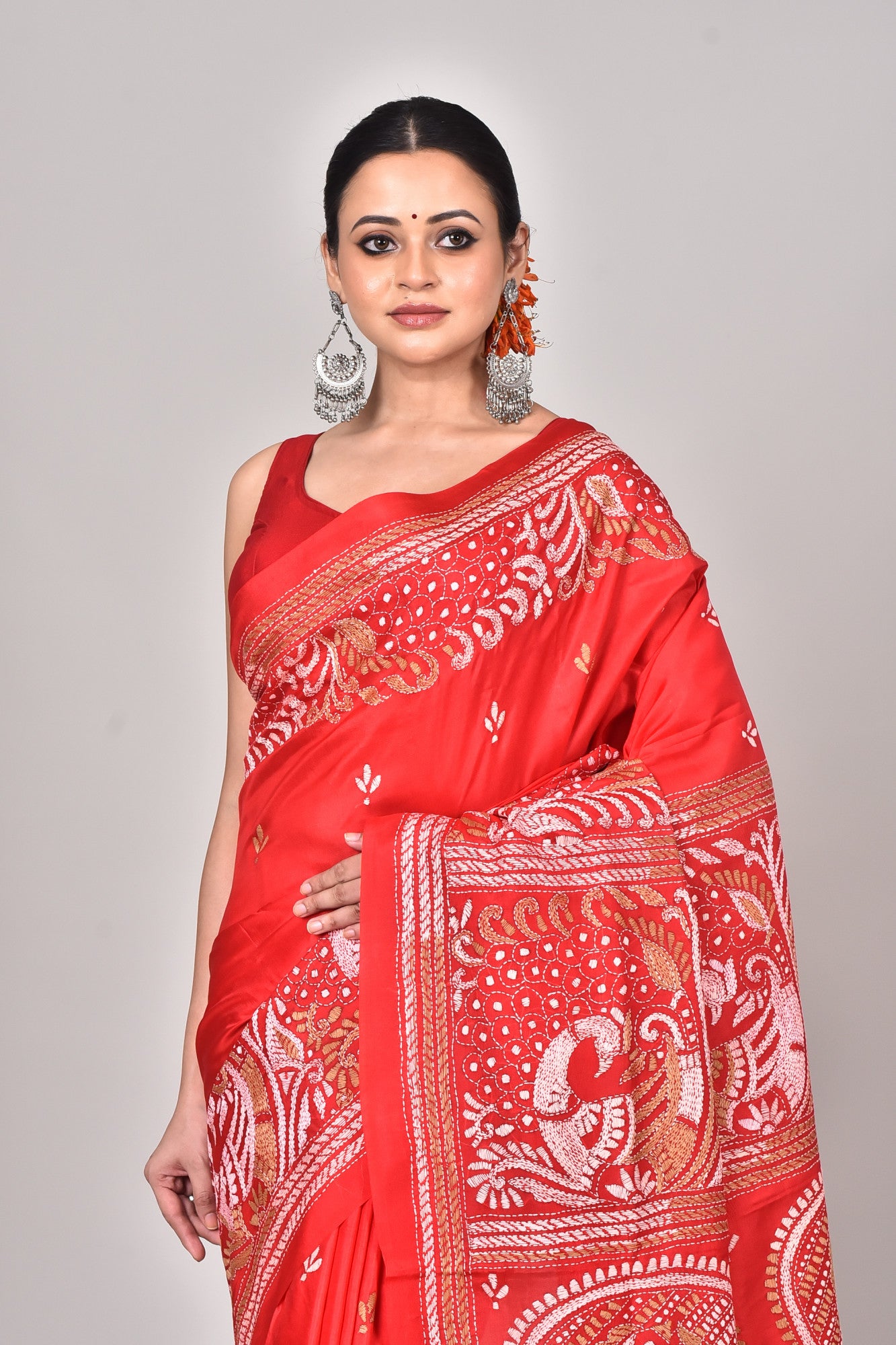 BANGALORE SILK REVERSE KANTHA SAREE Thumbnail