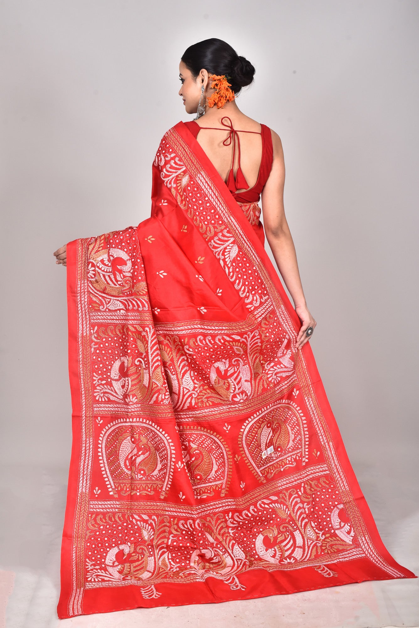 BANGALORE SILK REVERSE KANTHA SAREE Thumbnail