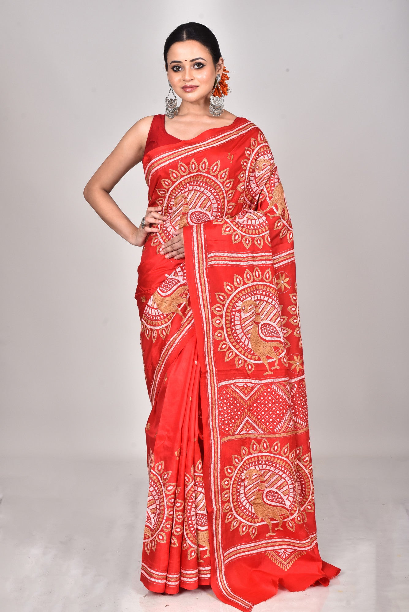 BANGALORE SILK REVERSE KANTHA SAREE