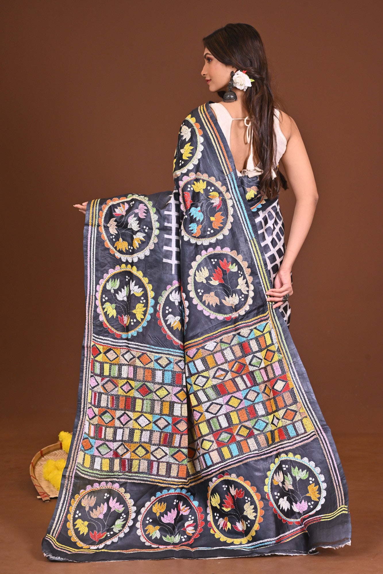 CHITRITA TUSSAR DIY HANDPAINT KANTHA SAREE Thumbnail
