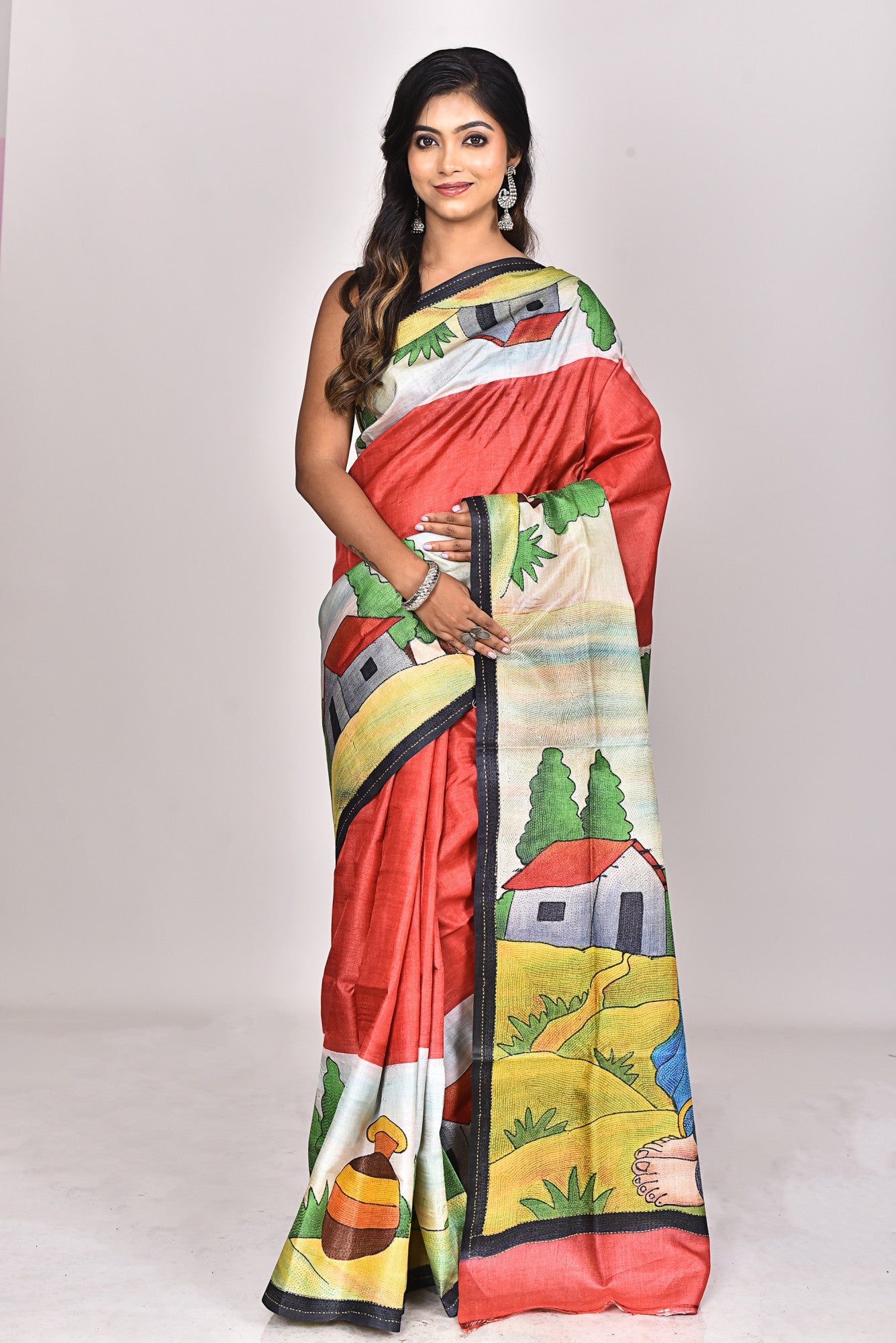 GACHI HANDPRINT KANTHA SAREE Thumbnail