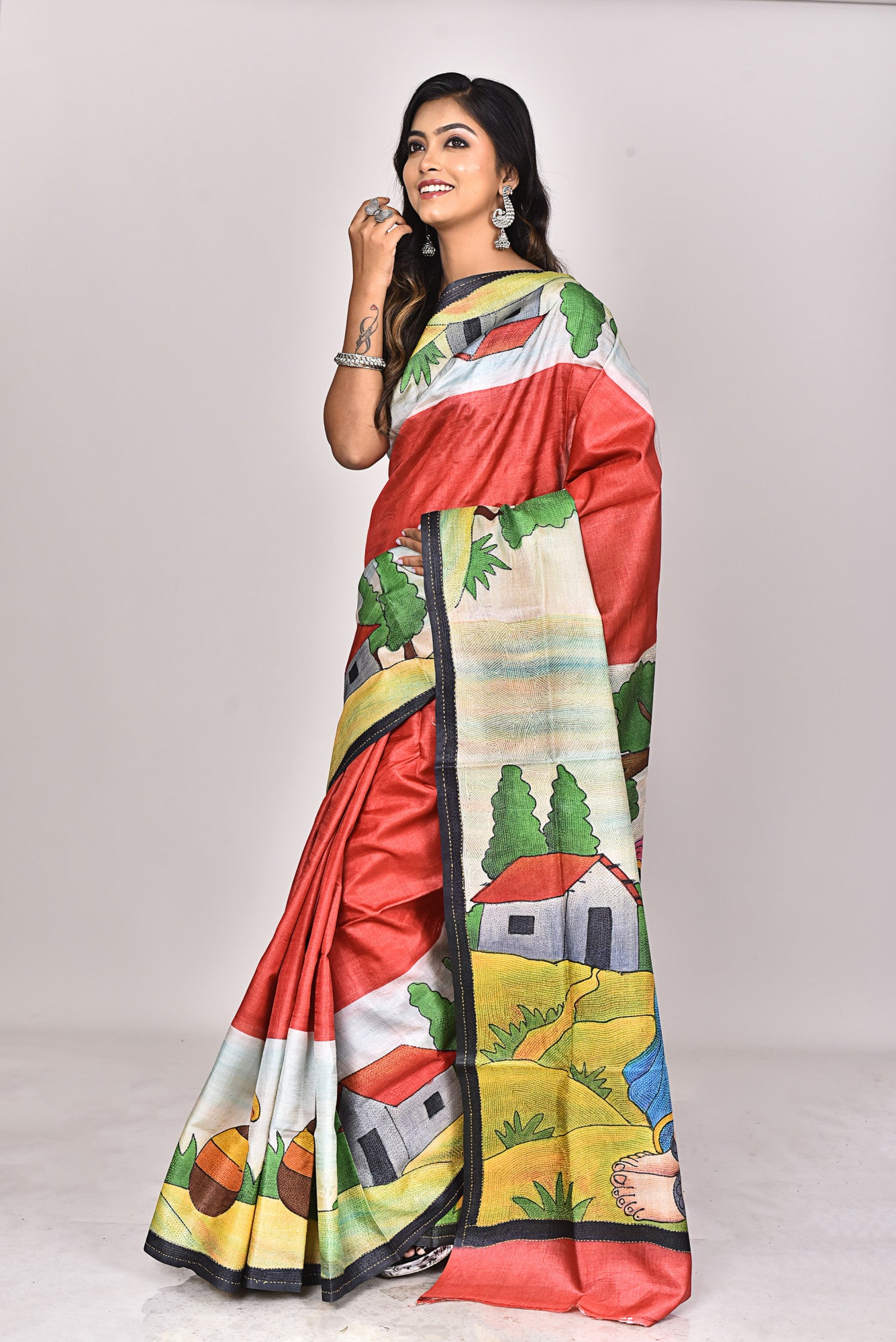 GACHI HANDPRINT KANTHA SAREE Thumbnail