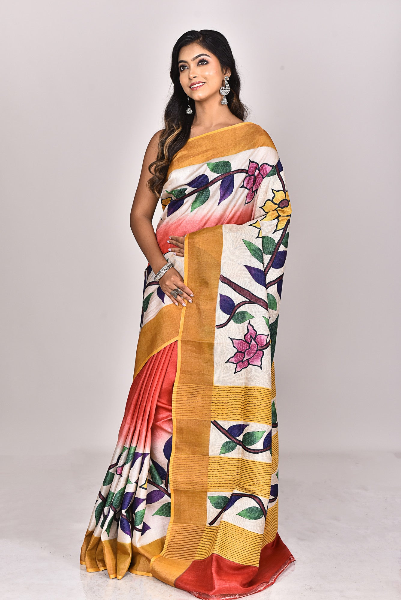 GACHI HANDPRINT KANTHA SAREE Thumbnail