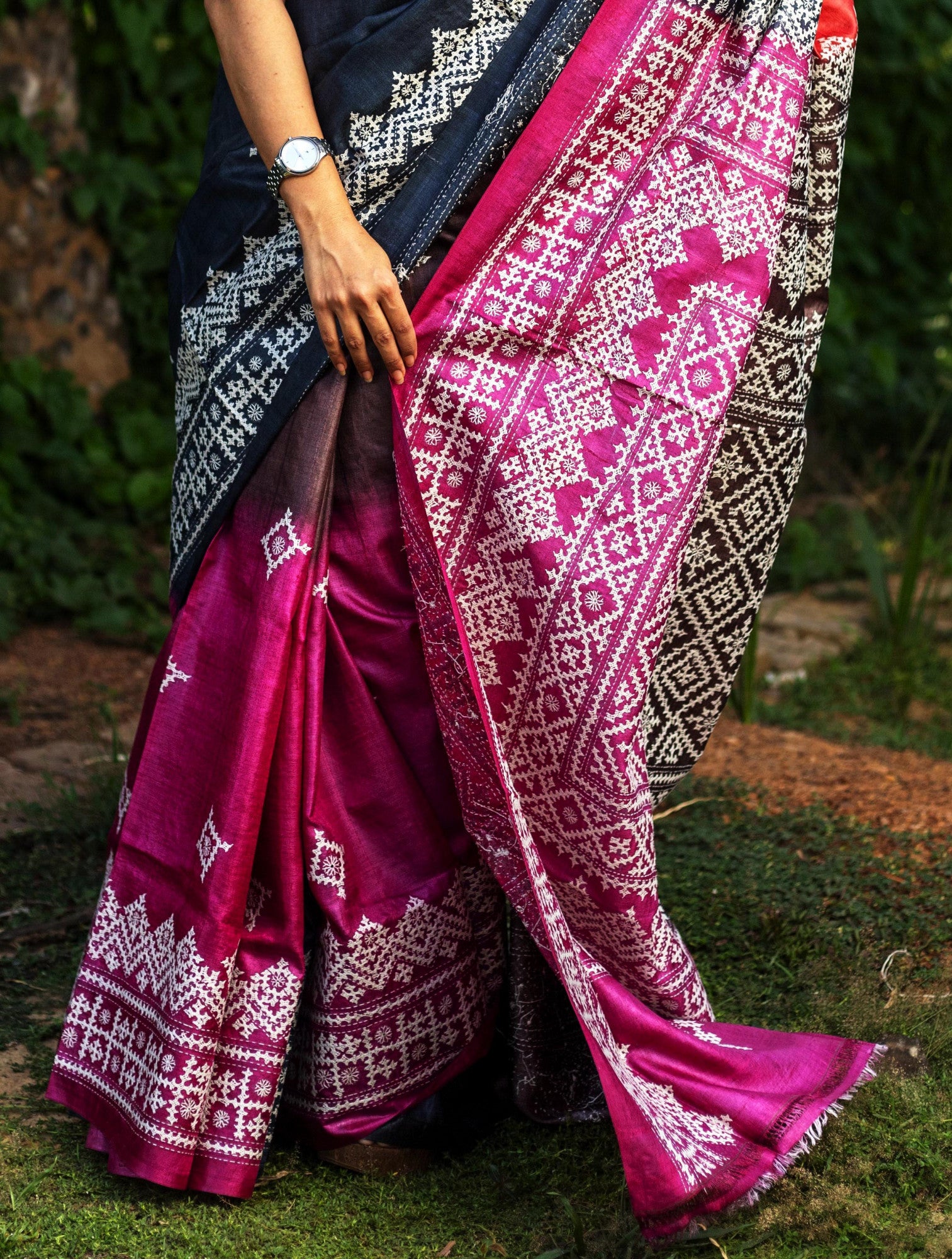 PURE SILK KANTHA SAREE