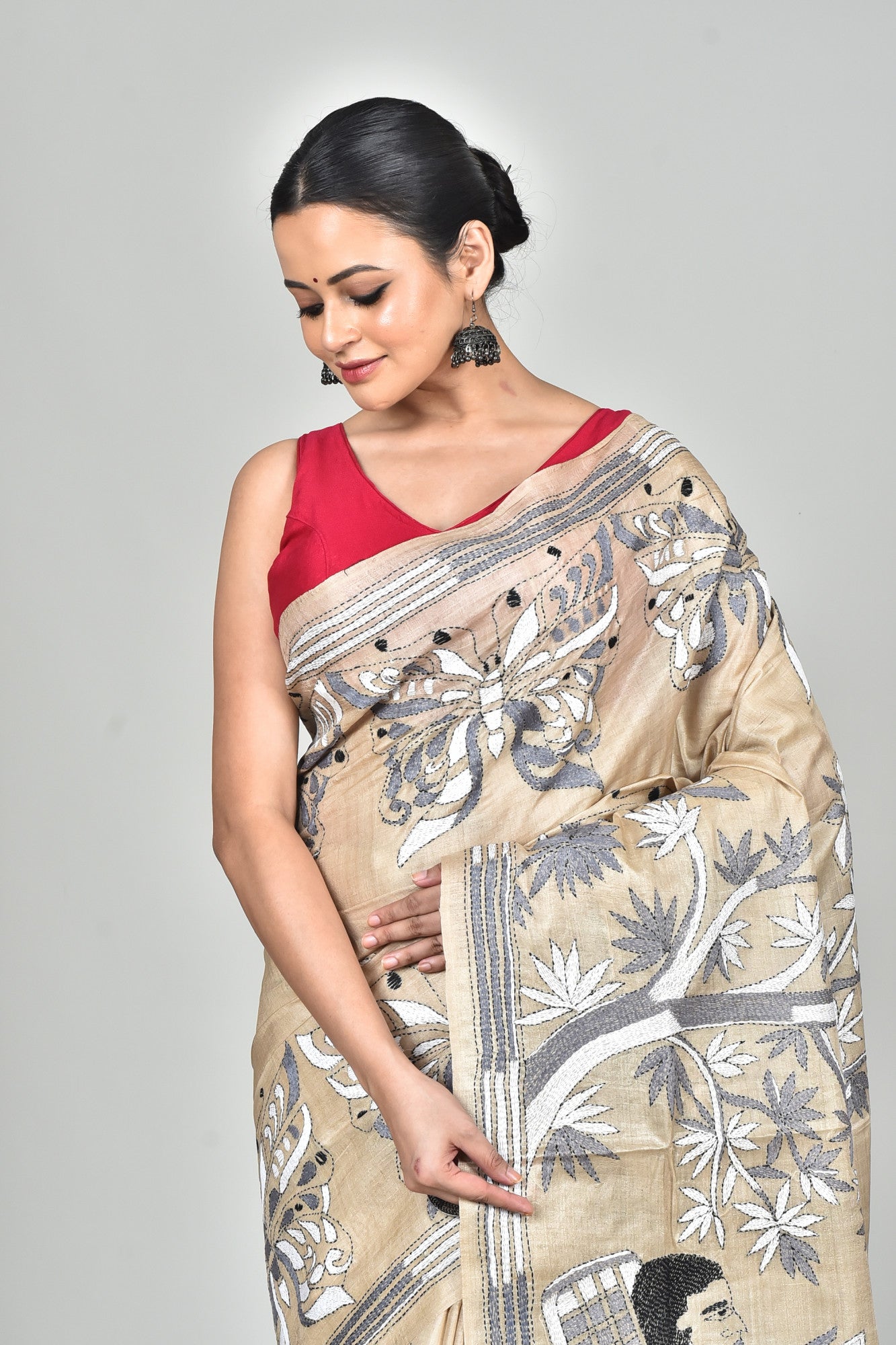 PURE SILK KANTHA SAREE