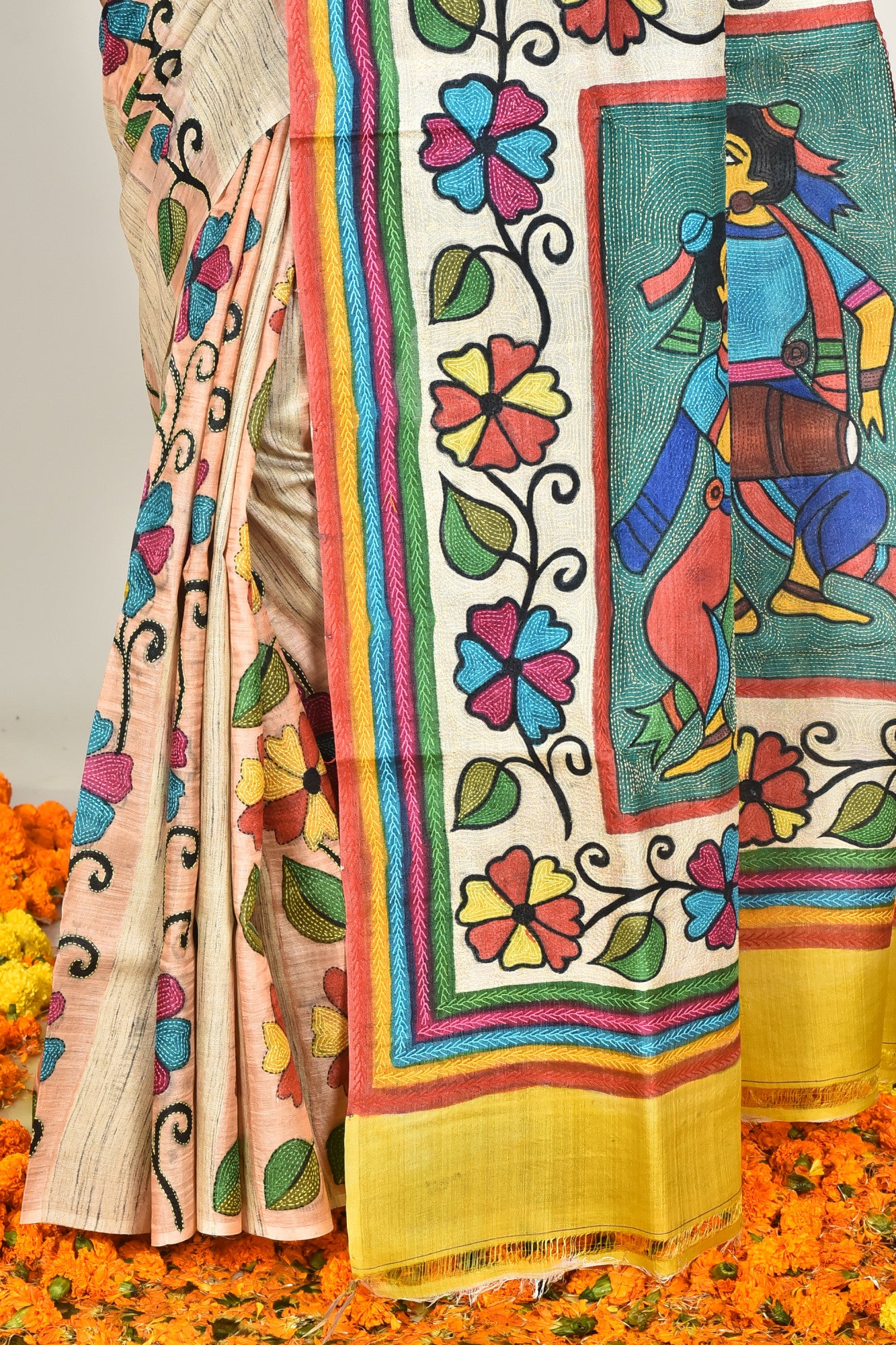 GACHI SILK TUSSAR KANTHA SAREE Thumbnail