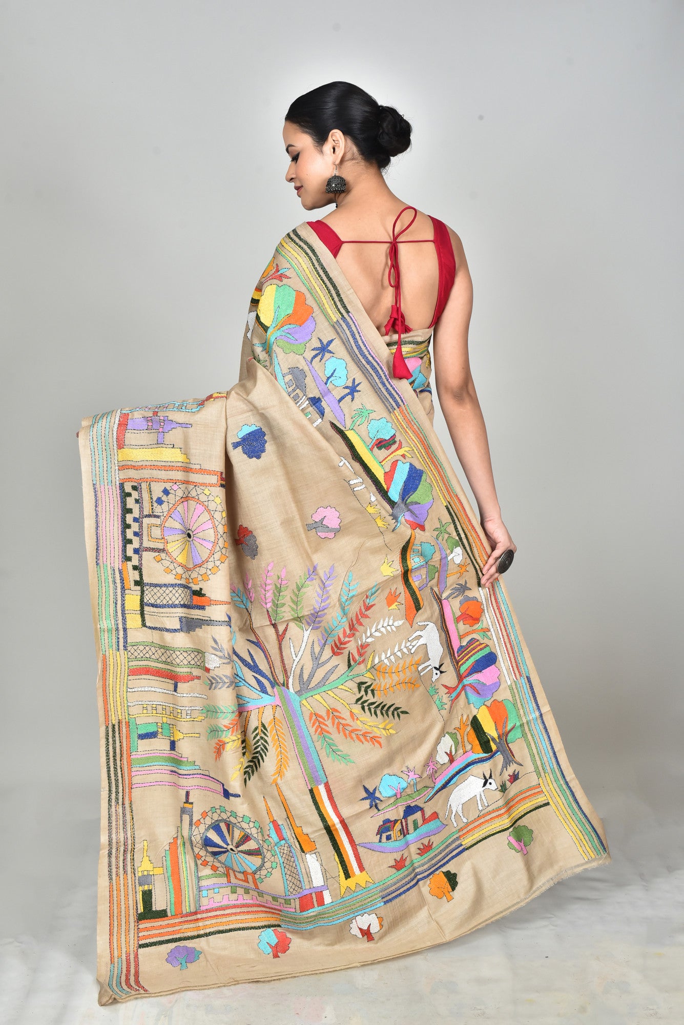 GACHI TUSSAR SILK KANTHA SAREE Thumbnail
