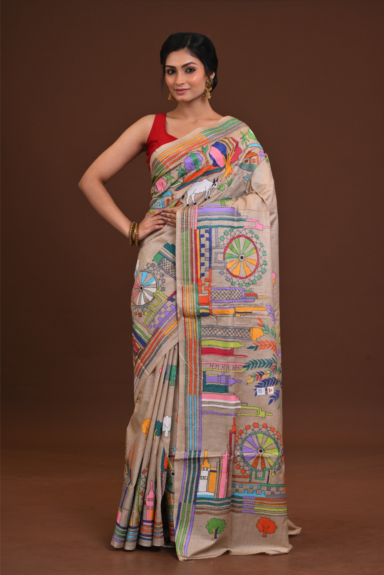 Gachi Tussar Silk Kantha Saree