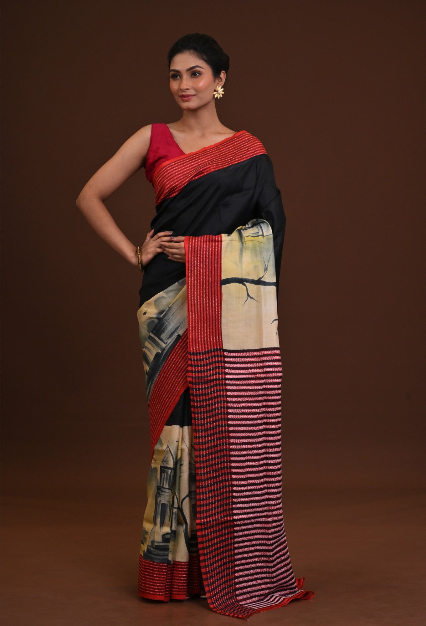 Pure Silk Kantha Stitch Saree