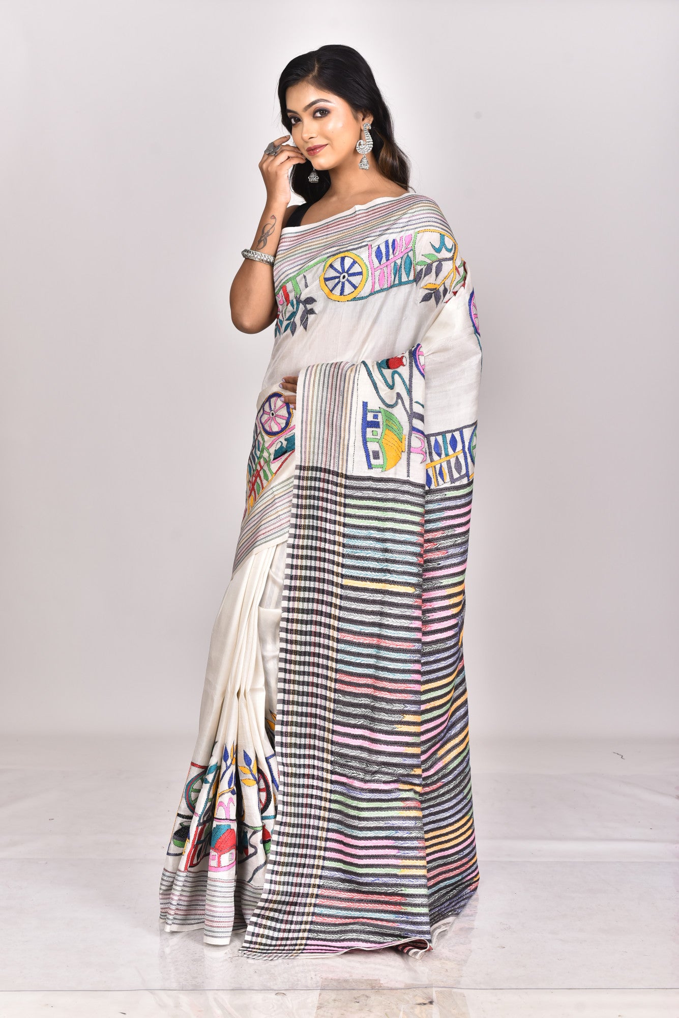 JALCHURI SILK KANTHA SAREE Thumbnail