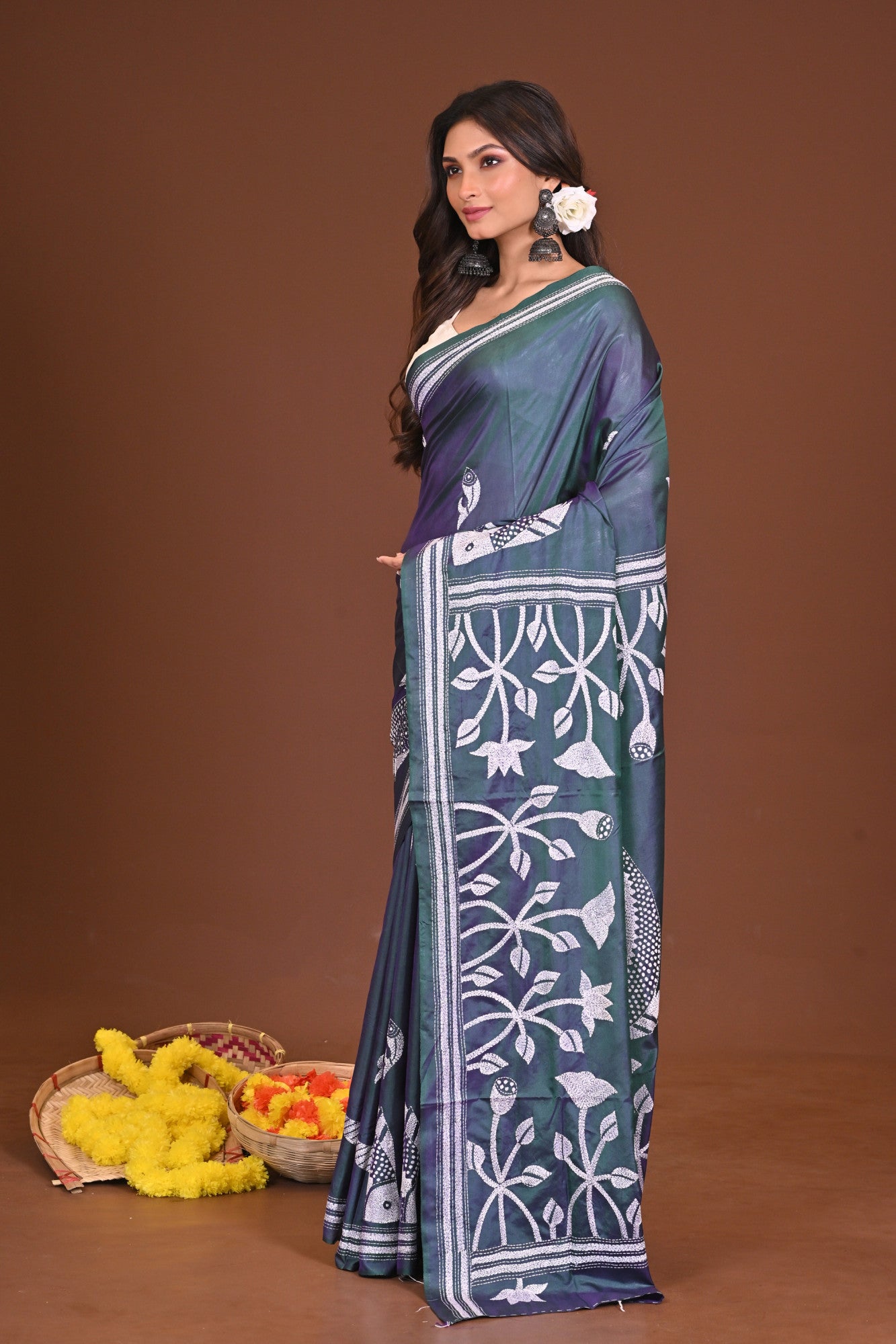 KANAKKOLI BLENDED SILK KANTHA SAREE Thumbnail