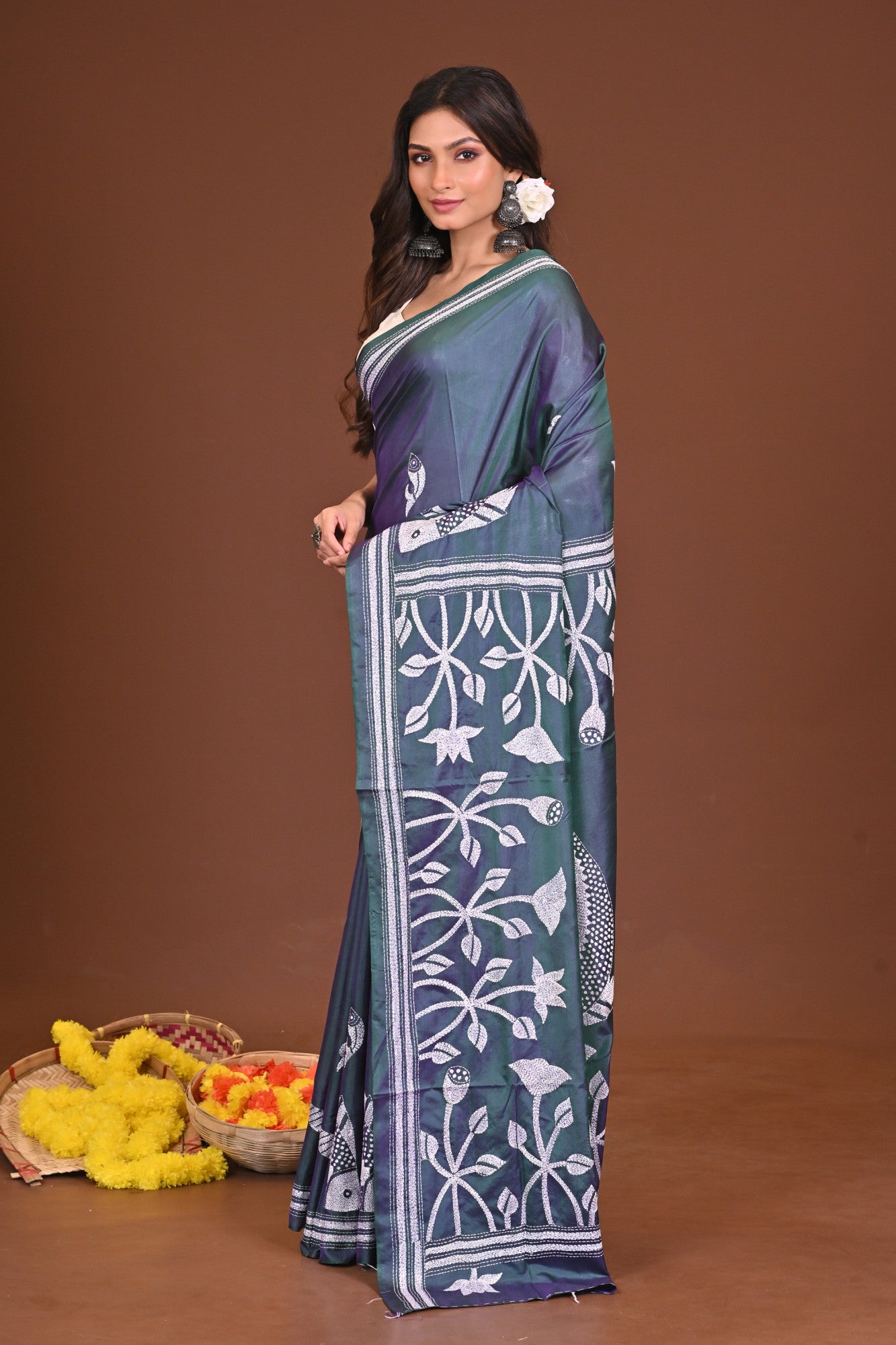 KANAKKOLI BLENDED SILK KANTHA SAREE Thumbnail