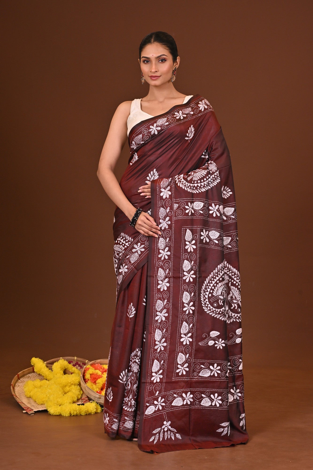 KASTURI BLENDED SILK KANTHA SAREE Thumbnail