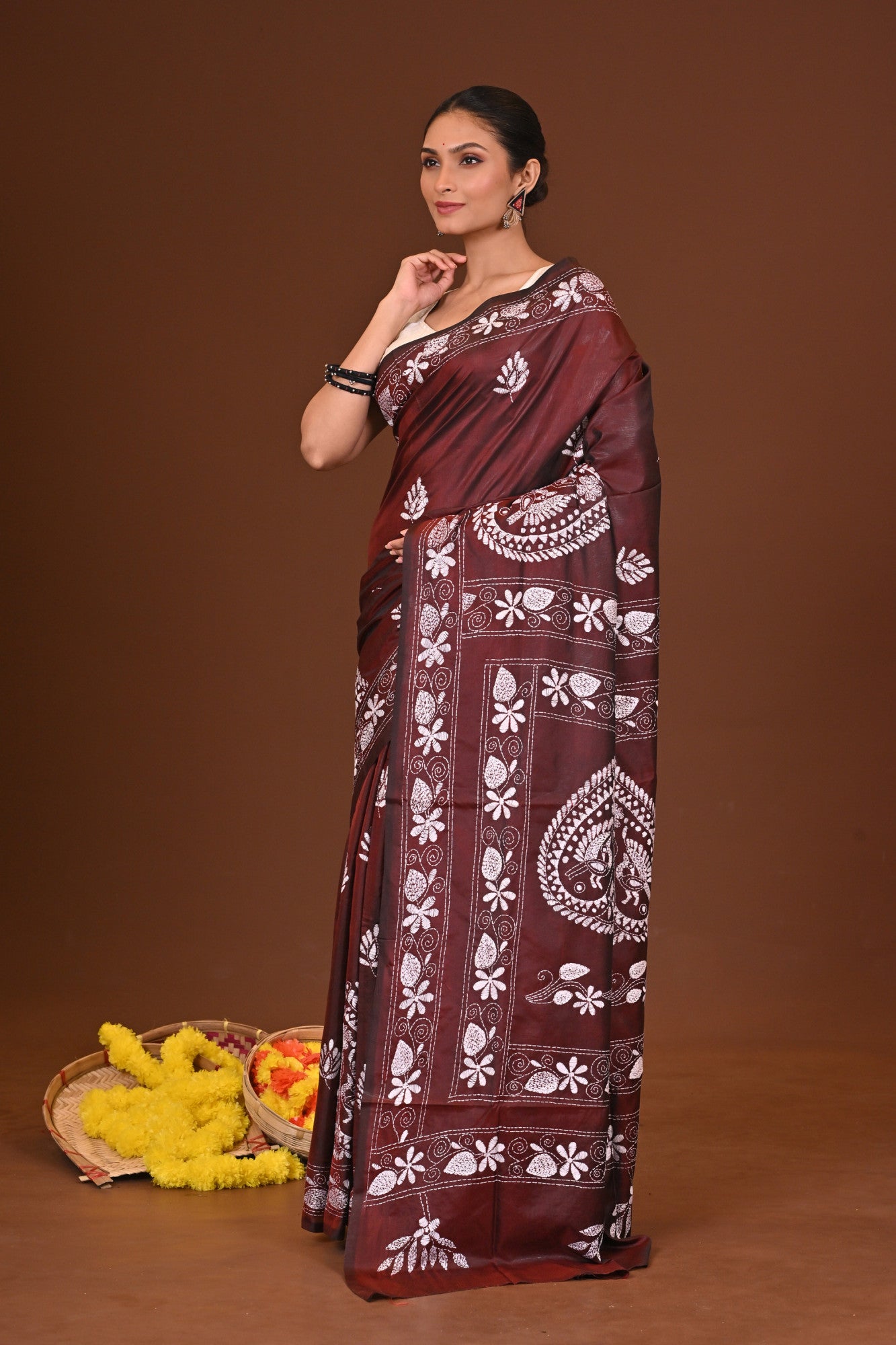 KASTURI BLENDED SILK KANTHA SAREE Thumbnail