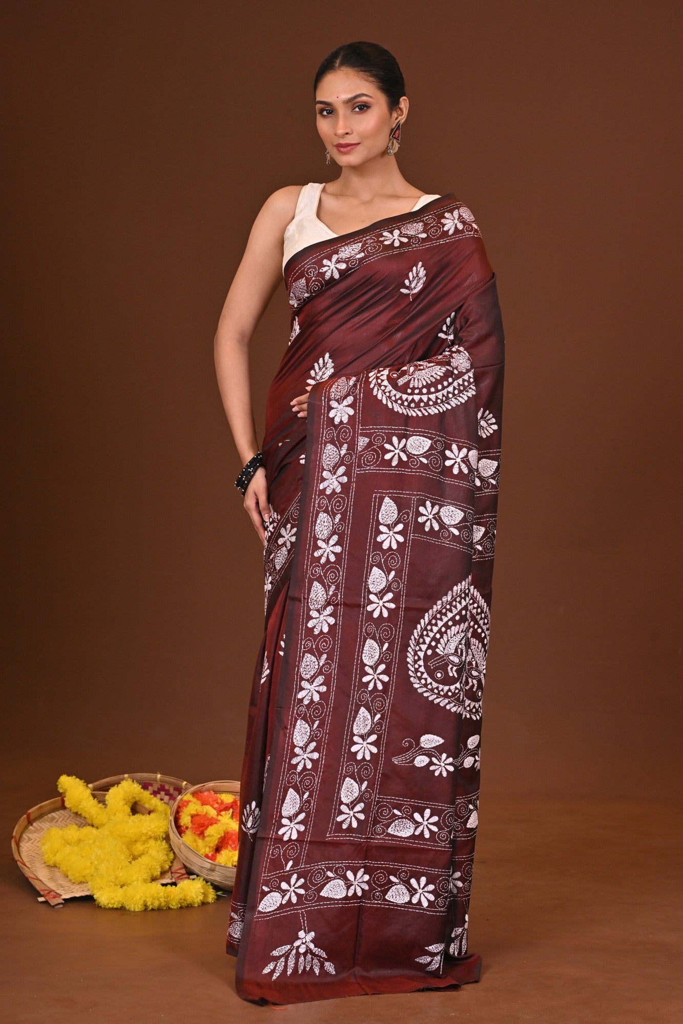 KASTURI BLENDED SILK KANTHA SAREE Thumbnail