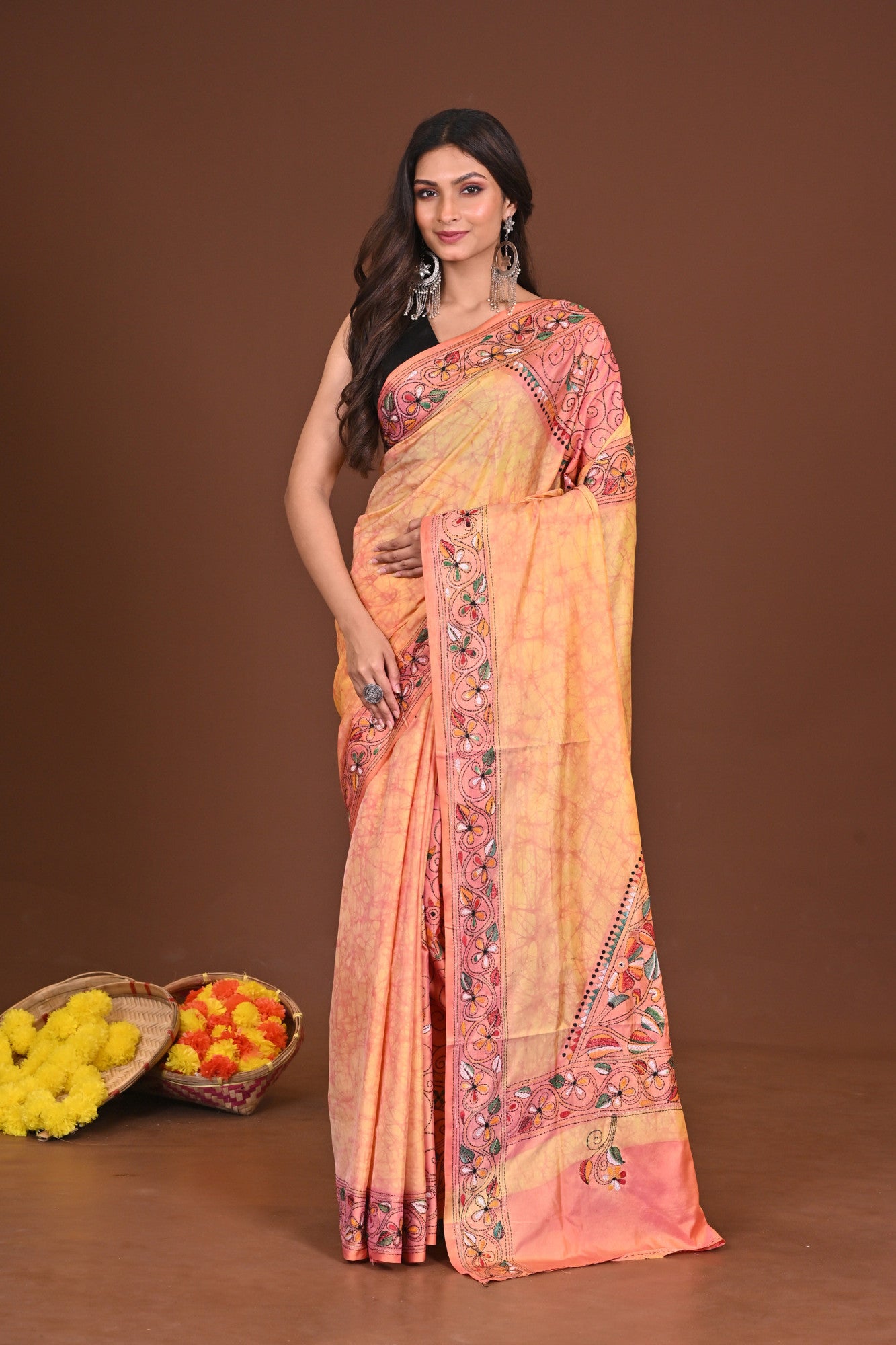 KOMOLSHARINI BLENDED SILK KANTHA SAREE