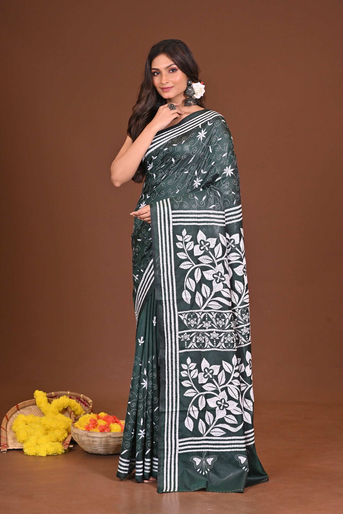 KRISHTIKOMOL BLENDED SILK KANTHA SAREE Thumbnail