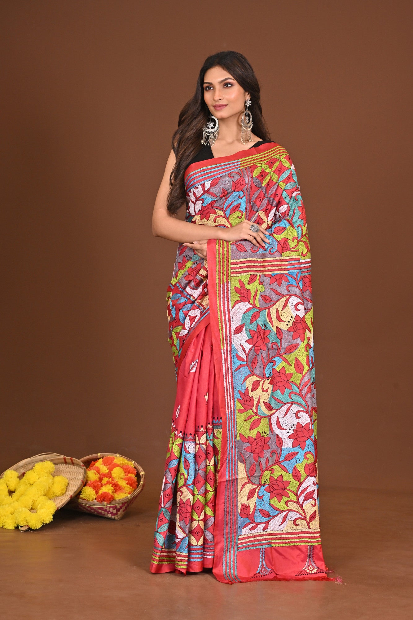KUMKUMKATHA BLENDED SILK KANTHA SAREE Thumbnail