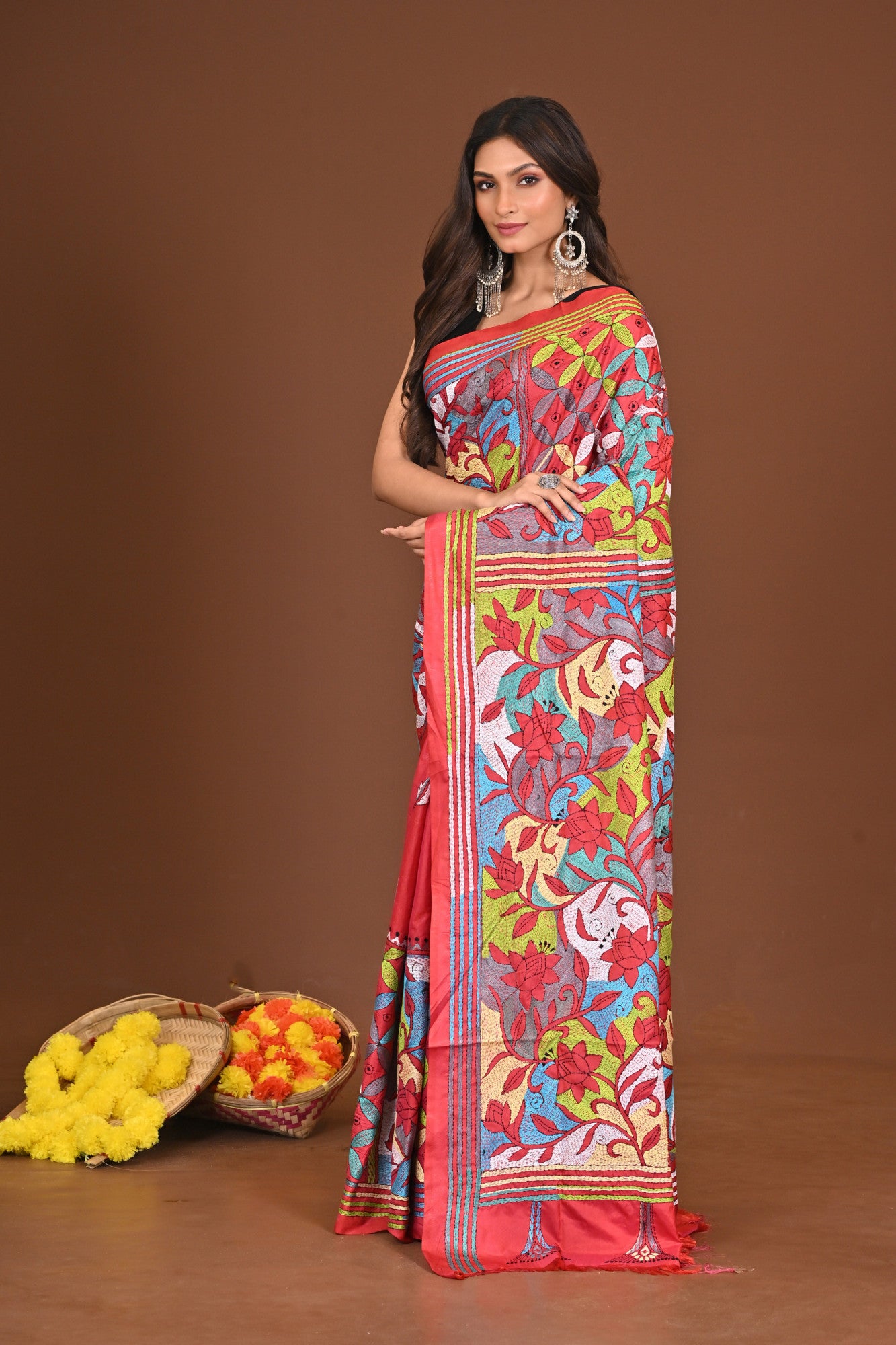 KUMKUMKATHA BLENDED SILK KANTHA SAREE Thumbnail