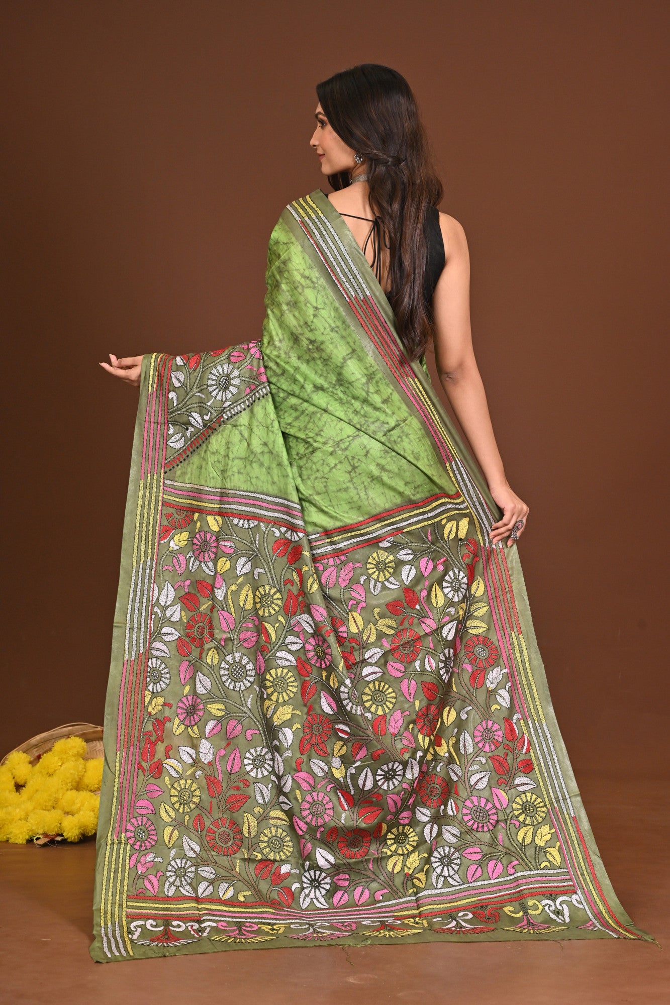 KUSHMANDA  BLENDED SILK KANTHA SAREE Thumbnail