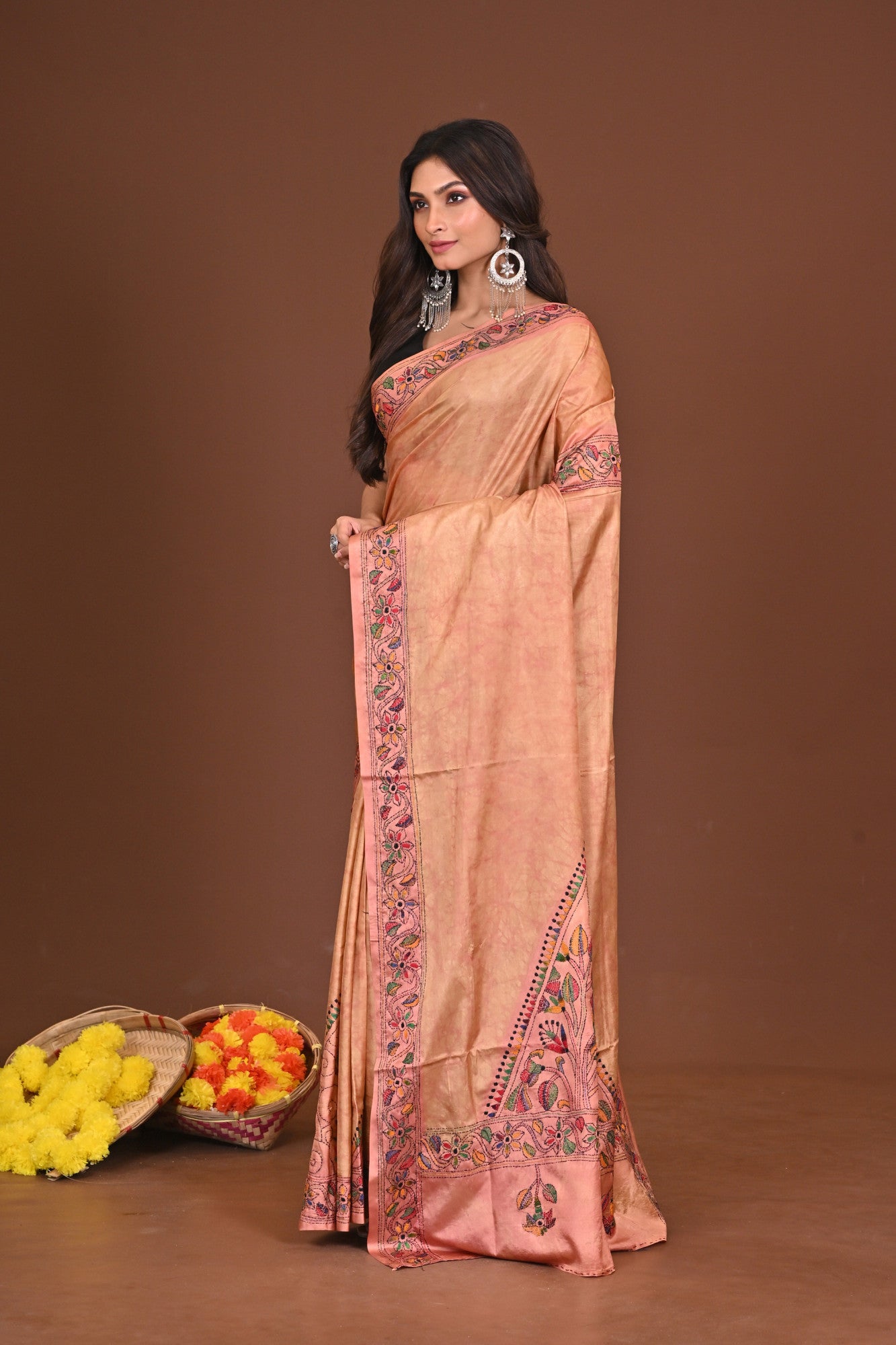 LAKSHMI BLENDED SILK KANTHA SAREE Thumbnail