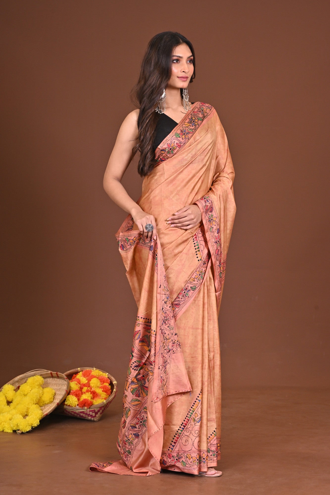 LAKSHMI BLENDED SILK KANTHA SAREE Thumbnail