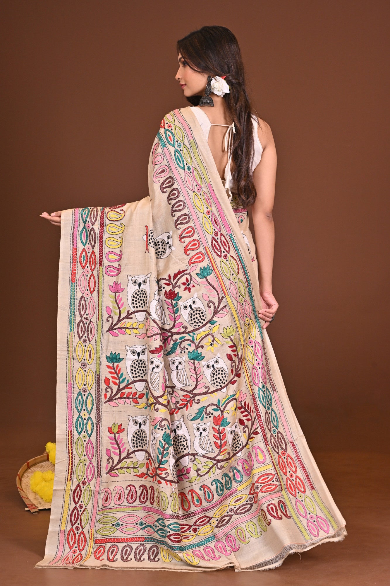 MANDIRA PURE SILK KANTHA SAREE Thumbnail